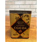Vintage 1920s Quaker Maid Cocoa Tin Can Advertising Terre Haute Ind. Label