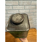 Victorian Antique Green Lithograph Tin Tea Box Metal Decorative Scenes Primitive Kitchen Decor
