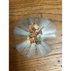 Antique Victorian German Diecut Scrap Spun Glass Ornament Santa w/ Toys