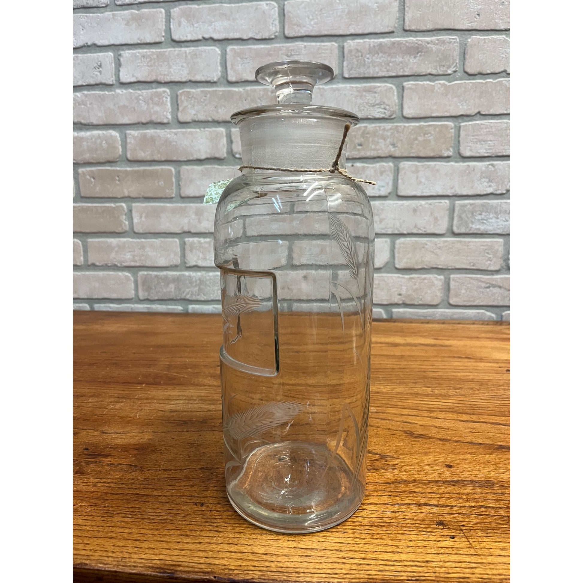 RARE Antique 1900s Apothecary 11.5" Jar Etched Medical Drug Store Display