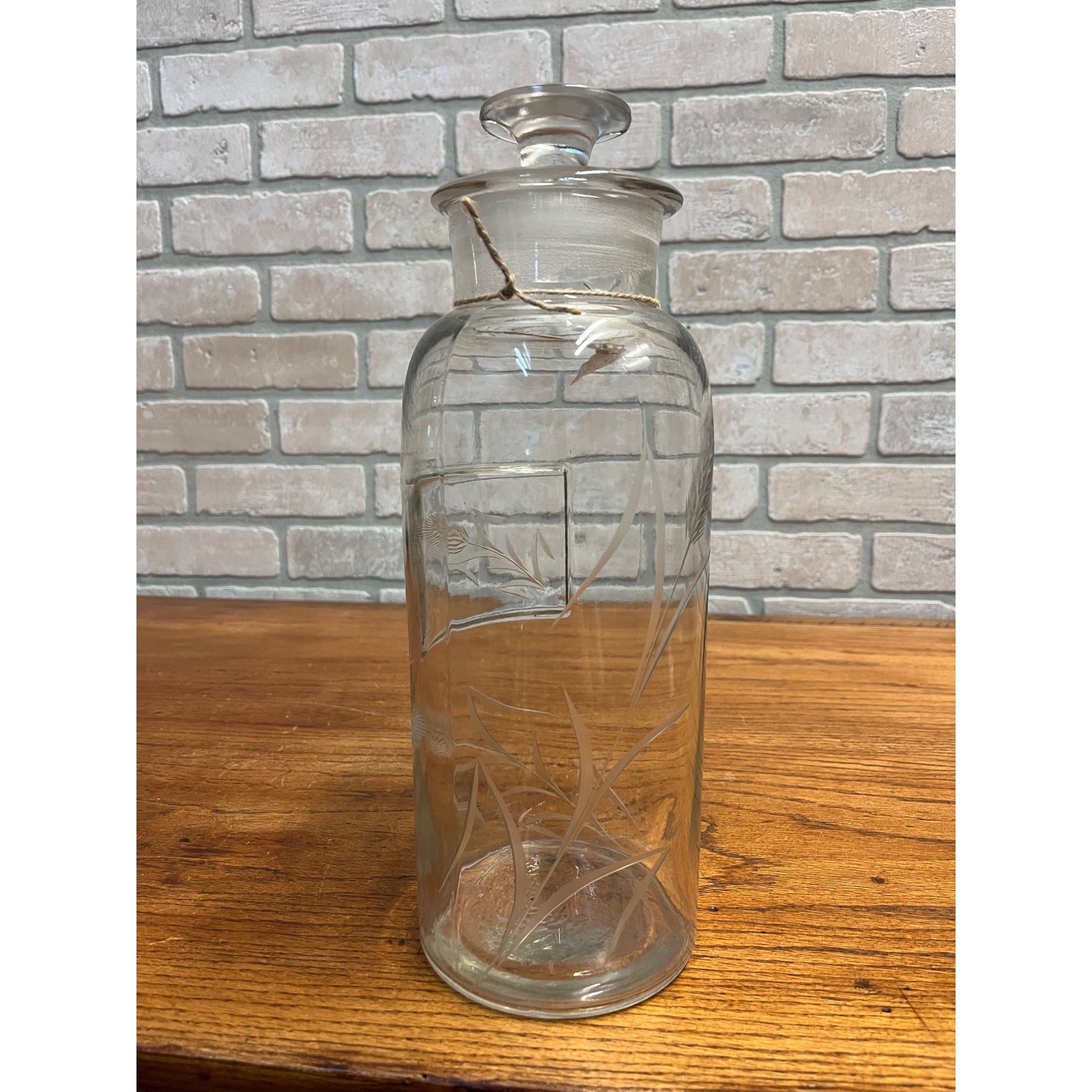 RARE Antique 1900s Apothecary 11.5" Jar Etched Medical Drug Store Display
