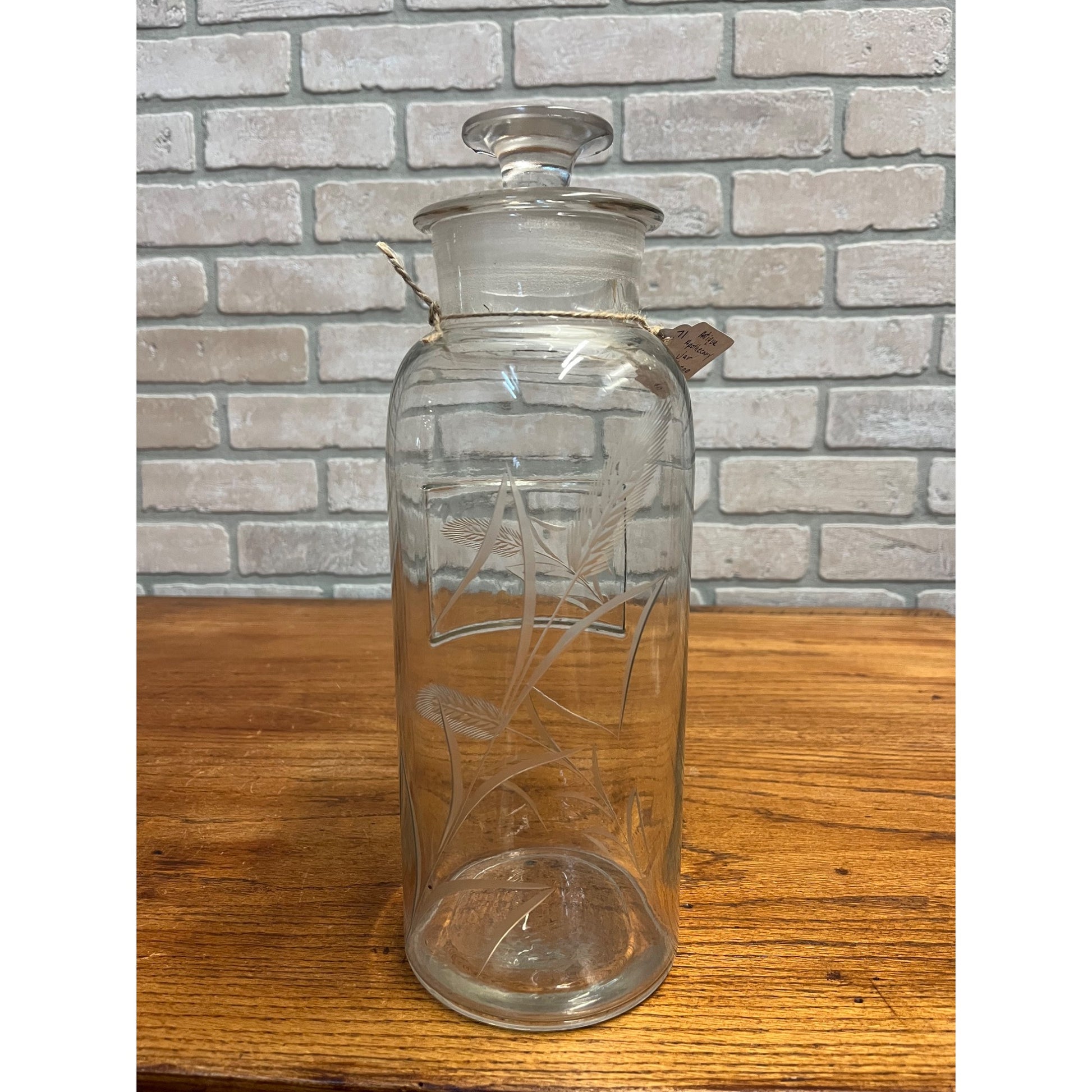 RARE Antique 1900s Apothecary 11.5" Jar Etched Medical Drug Store Display