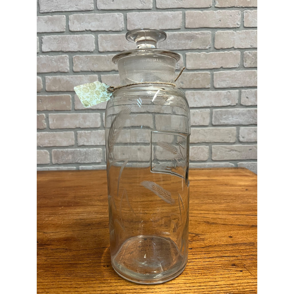 RARE Antique 1900s Apothecary 11.5" Jar Etched Medical Drug Store Display