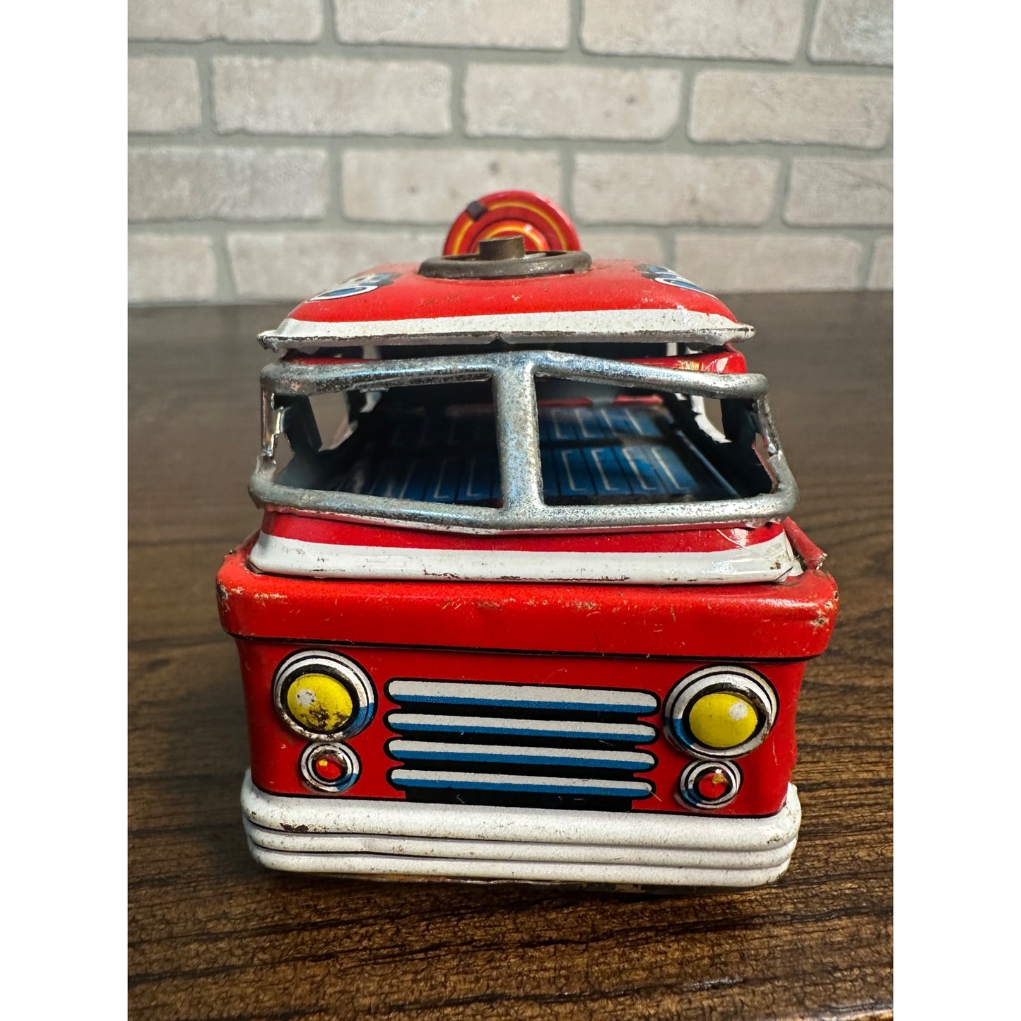 Vintage 60's Tin Friction Chief Fire Truck Toy Made In Japan