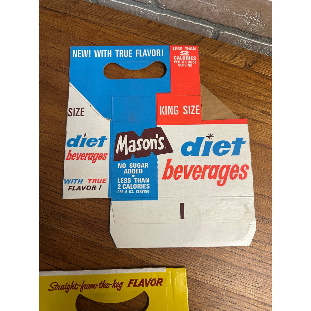 Mason's Root Beer Diet Cardboard Carrier Six Pack Carton Bottle 6-Pack Cases Vintage