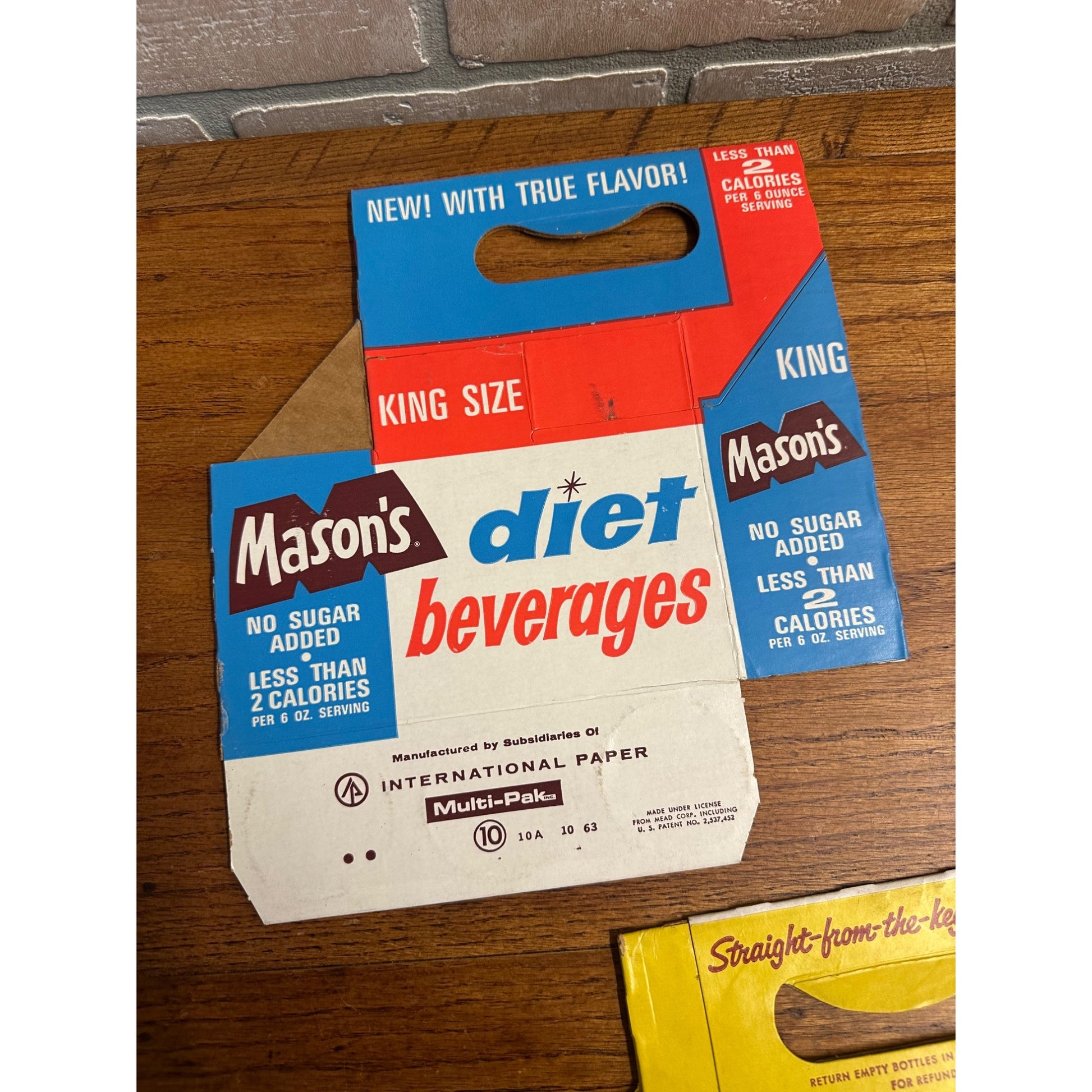 Mason's Root Beer Diet Cardboard Carrier Six Pack Carton Bottle 6-Pack Cases Vintage