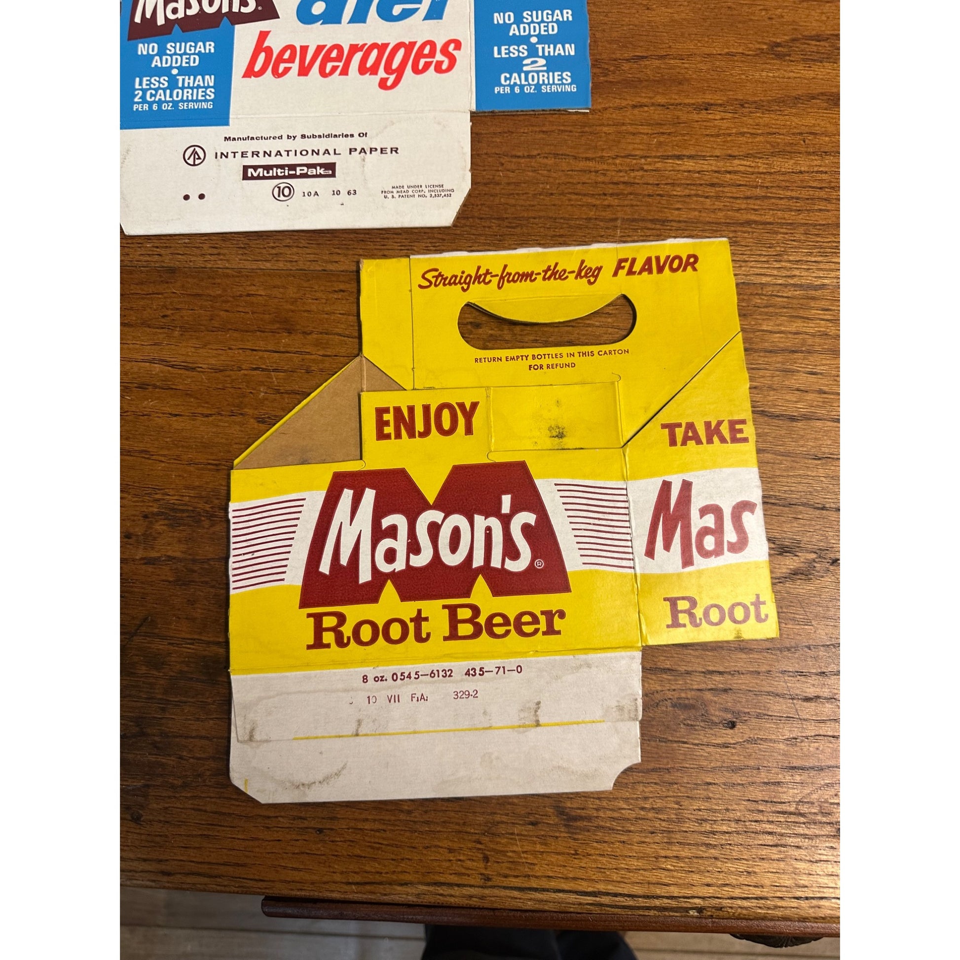 Mason's Root Beer Diet Cardboard Carrier Six Pack Carton Bottle 6-Pack Cases Vintage