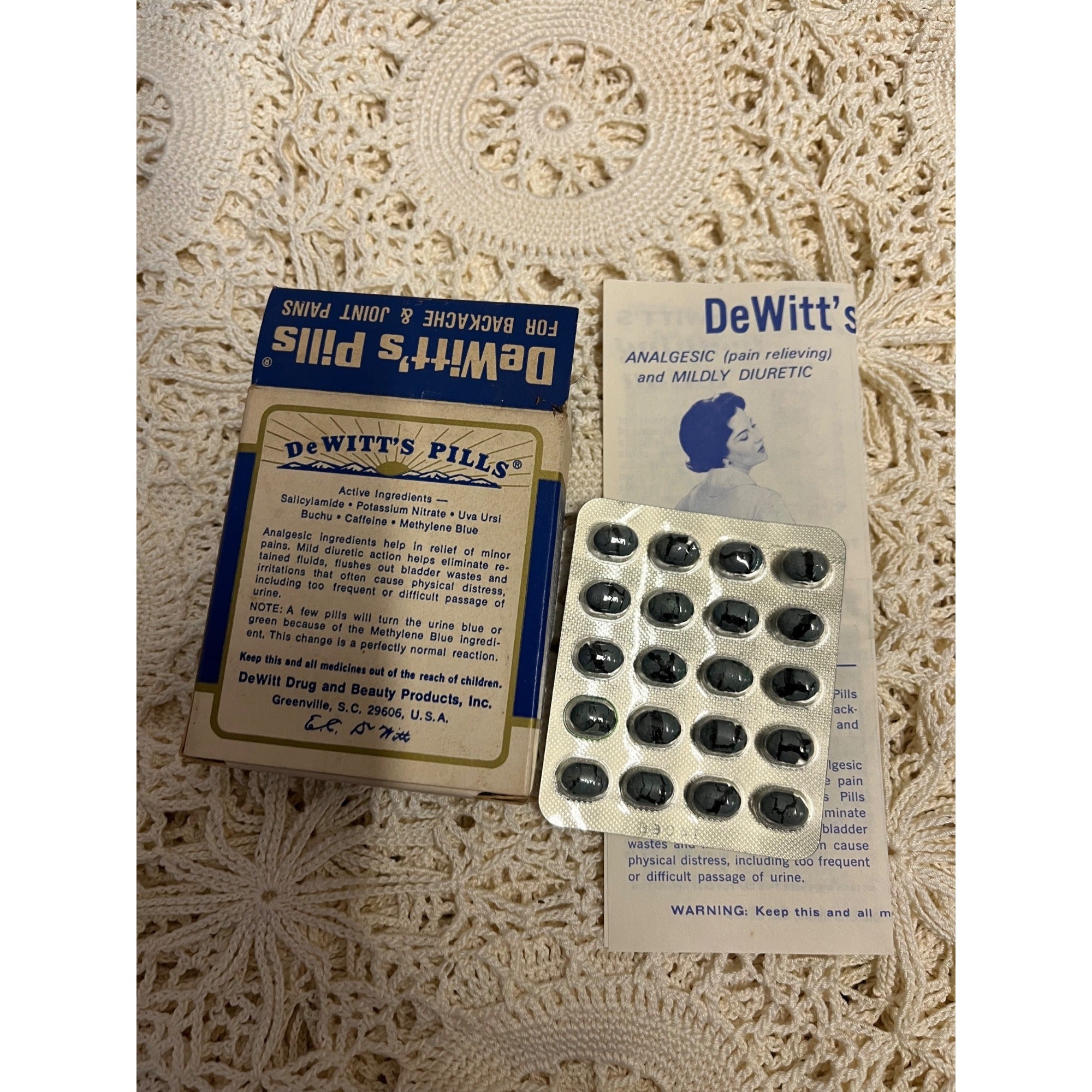 VINTAGE NOS DEWITT'S BACKACHE & JOINT PAIN TABLETS PILLS DRUG STORE