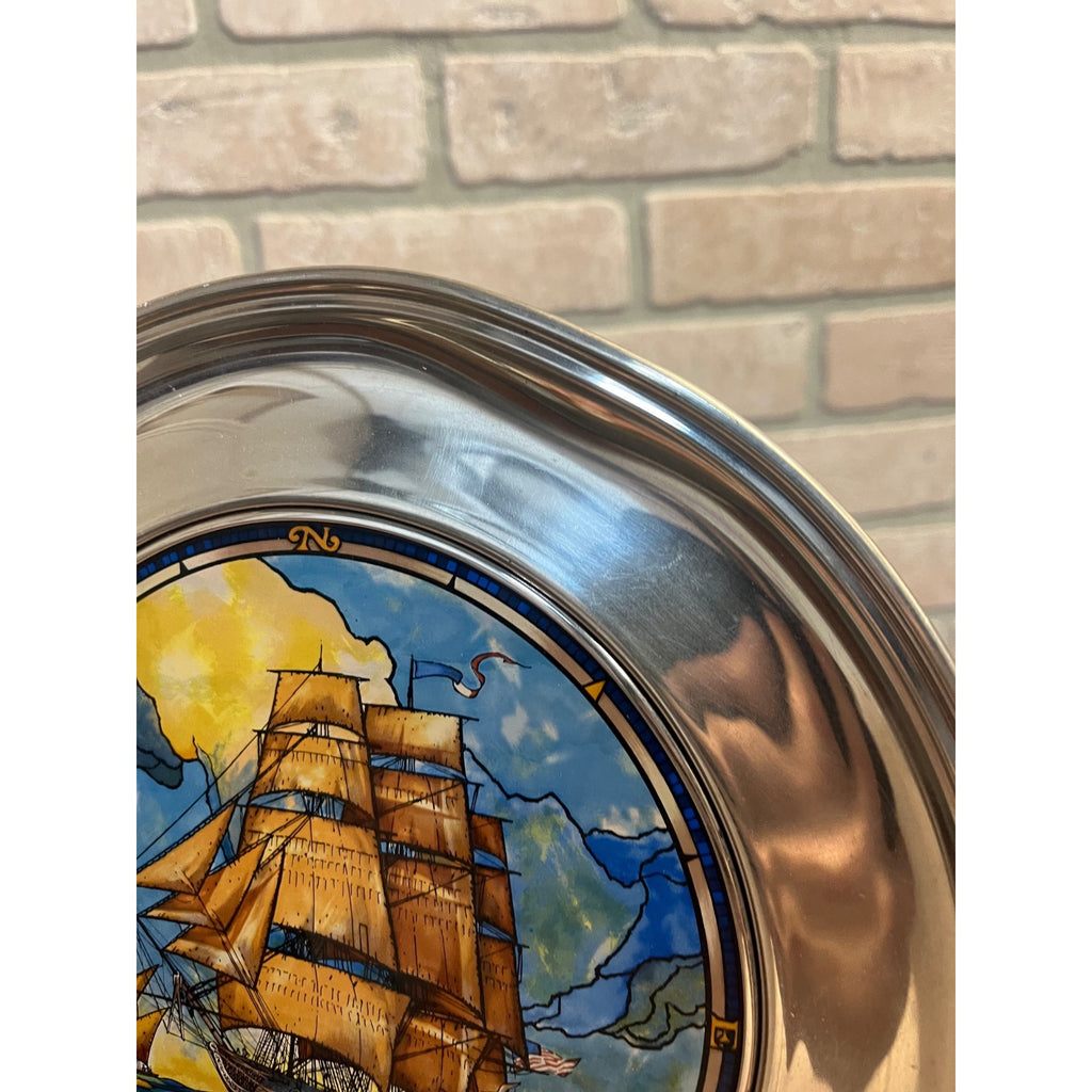 US Historical Society Jefferson Pewter USS Constitution Old Ironsides 1983 Plate