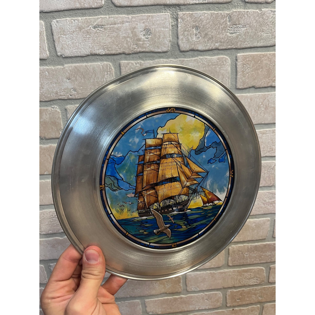 US Historical Society Jefferson Pewter USS Constitution Old Ironsides 1983 Plate