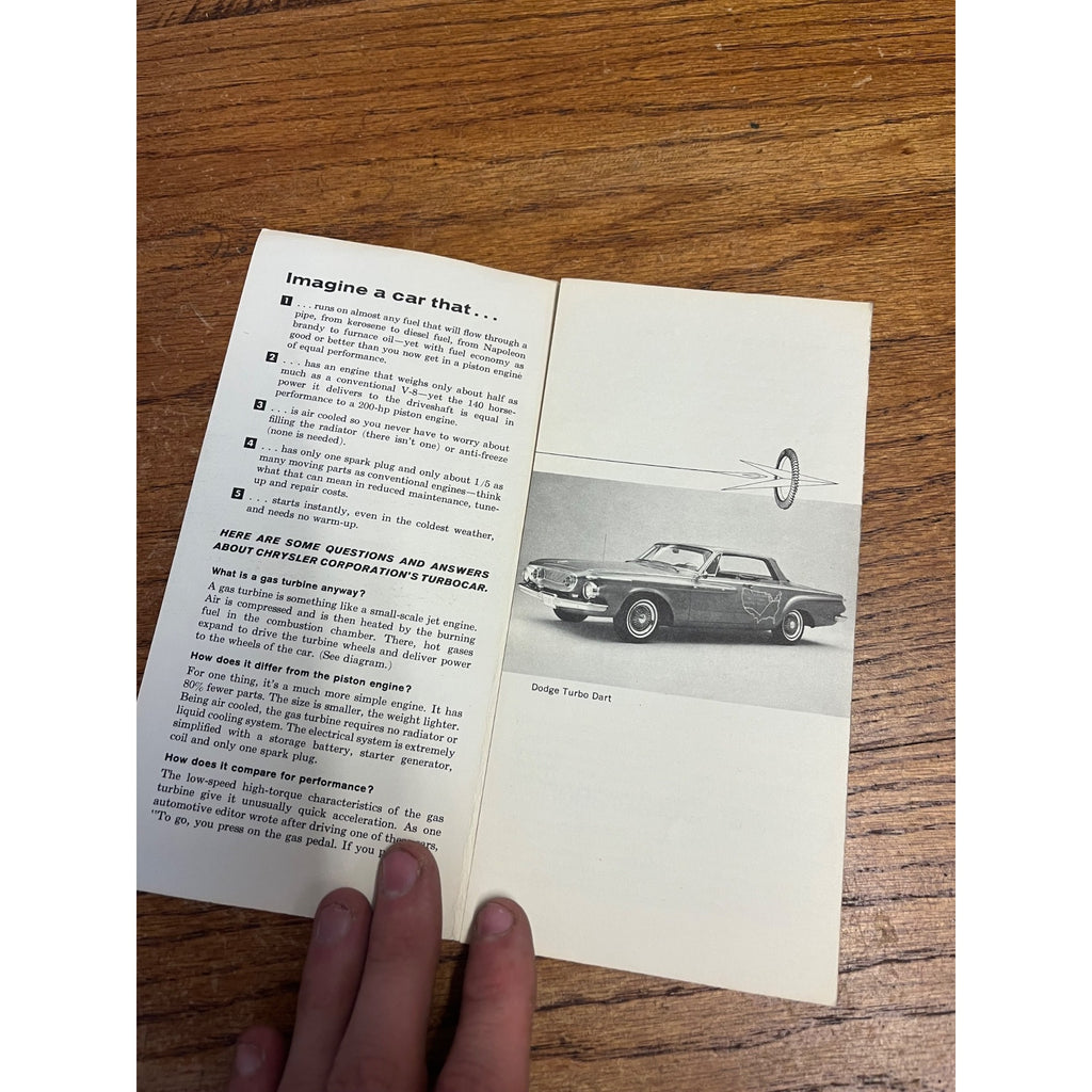 Vintage  Advertising Sales Chrysler New Gas Turbine Passenger Cars Dodge Dart
