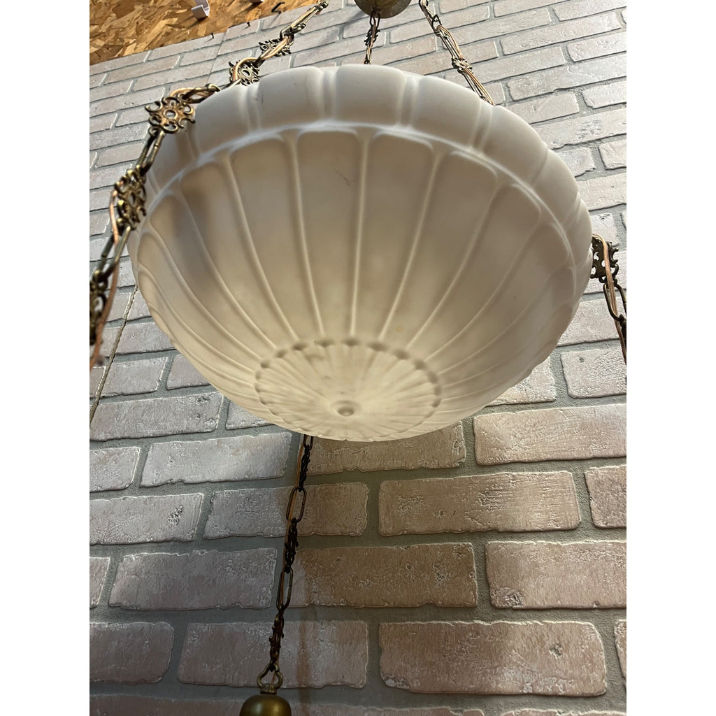 Vintage Art Nouveau Milk Glass Hanging Ceiling Light Fixture Chandelier Victorian