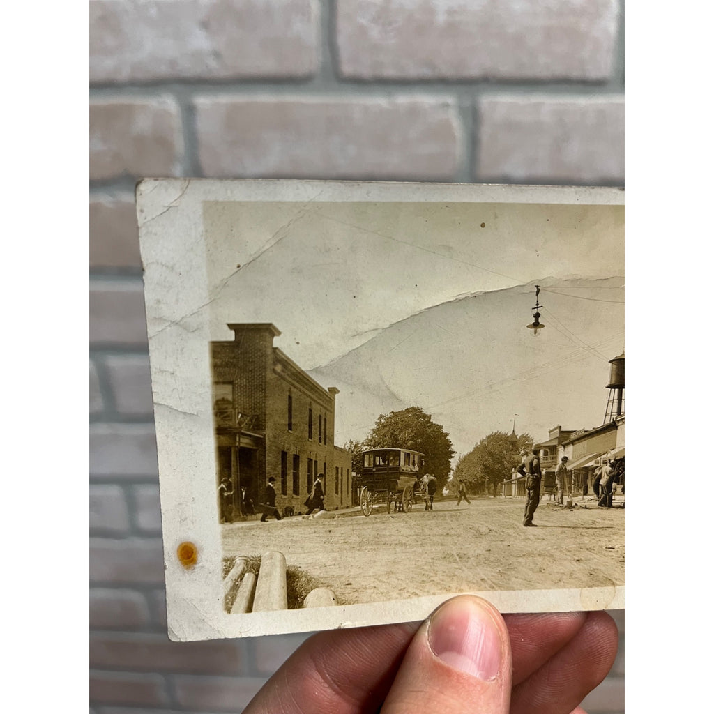 Vintage 1909 Wayland Michigan Downtown View Real Photo Rppc