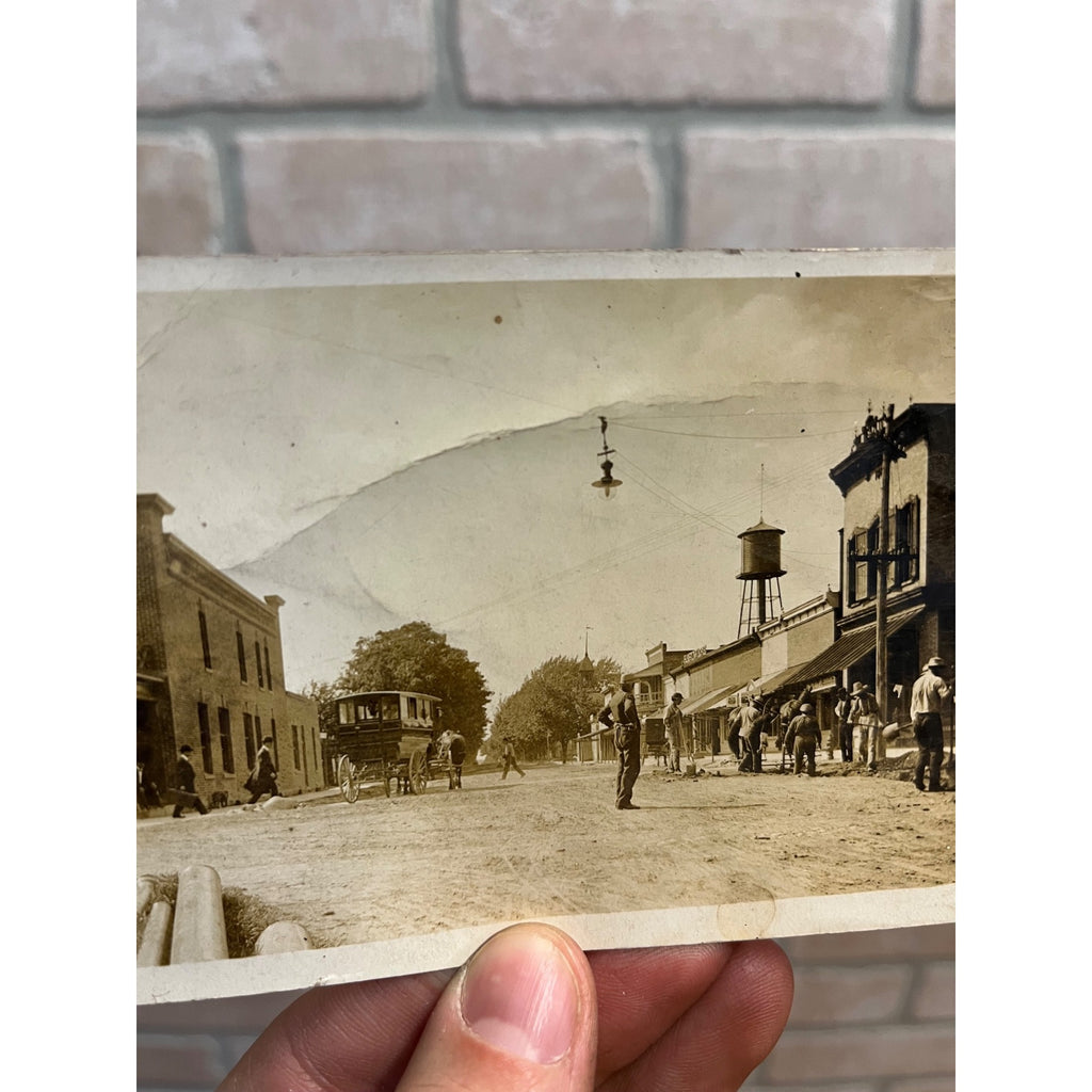Vintage 1909 Wayland Michigan Downtown View Real Photo Rppc