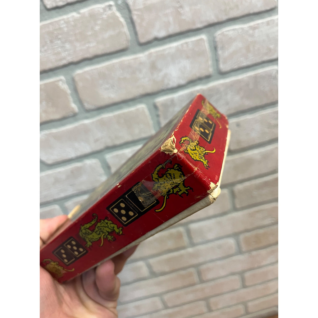 Vintage 1910s Double Nine Wooden Dragon Dominoes 920 Halsam 56 pcs