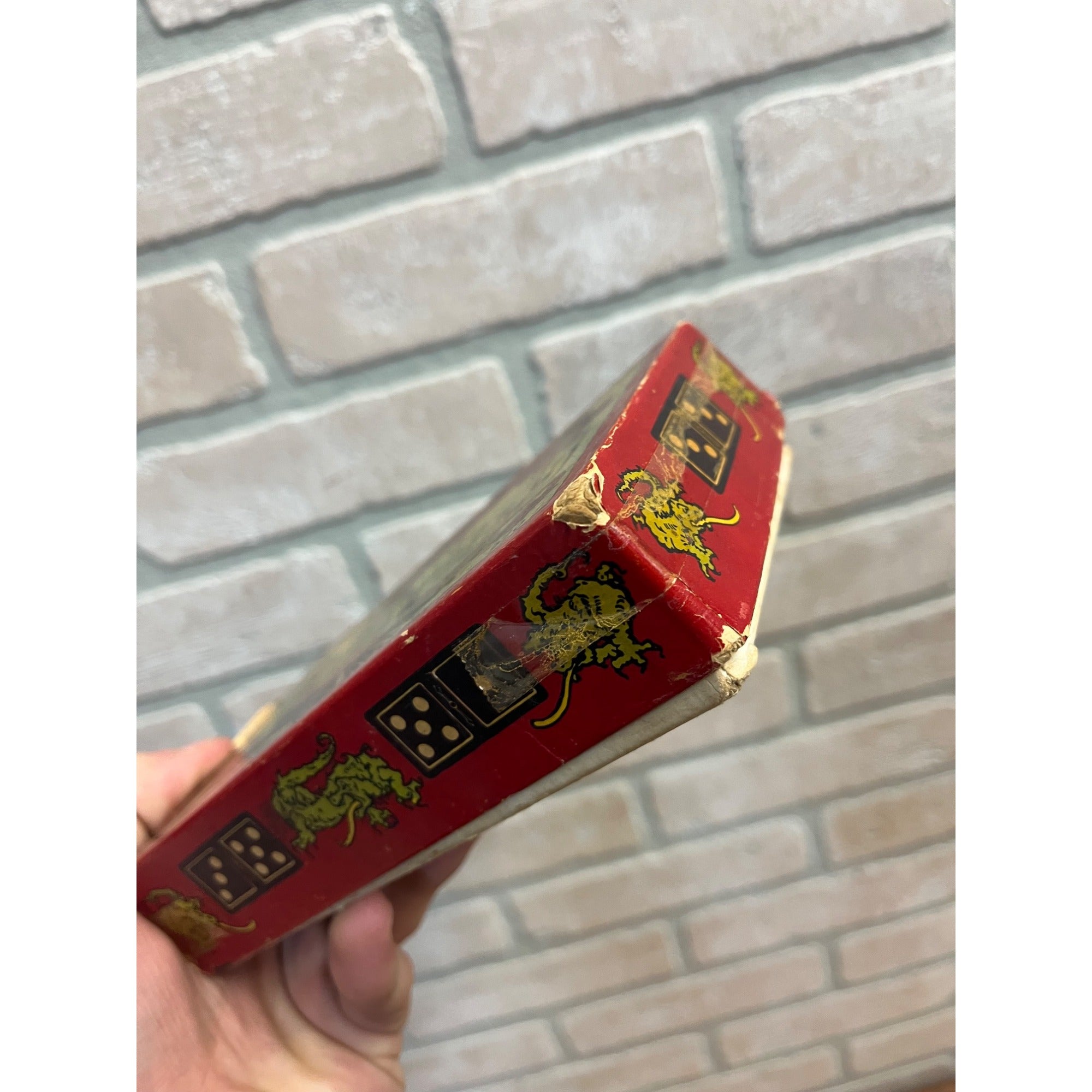 Vintage 1910s Double Nine Wooden Dragon Dominoes 920 Halsam 56 pcs