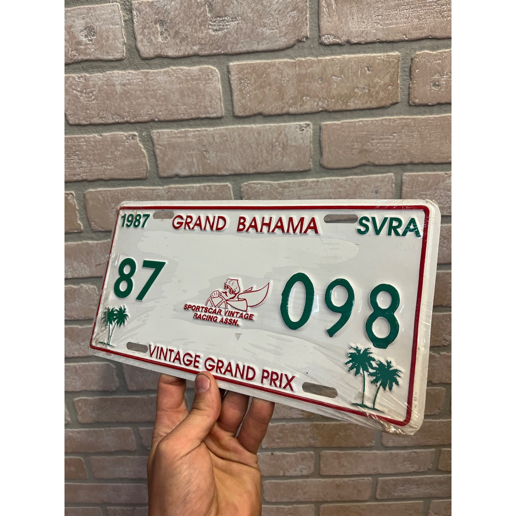 Vintage Metal License Plate Grand Bahama SVRA Vintage Grand Prix 1987 Sportscar Racing