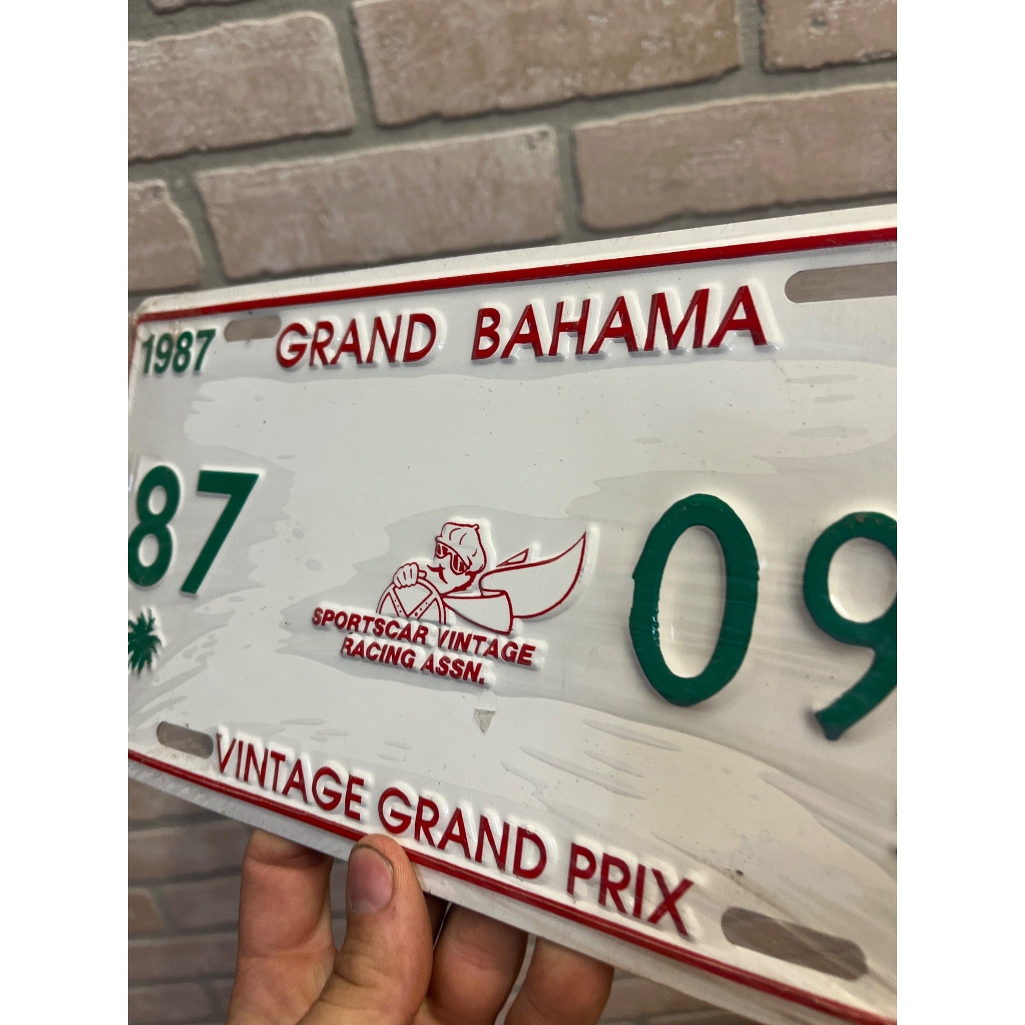 Vintage Metal License Plate Grand Bahama SVRA Vintage Grand Prix 1987 Sportscar Racing