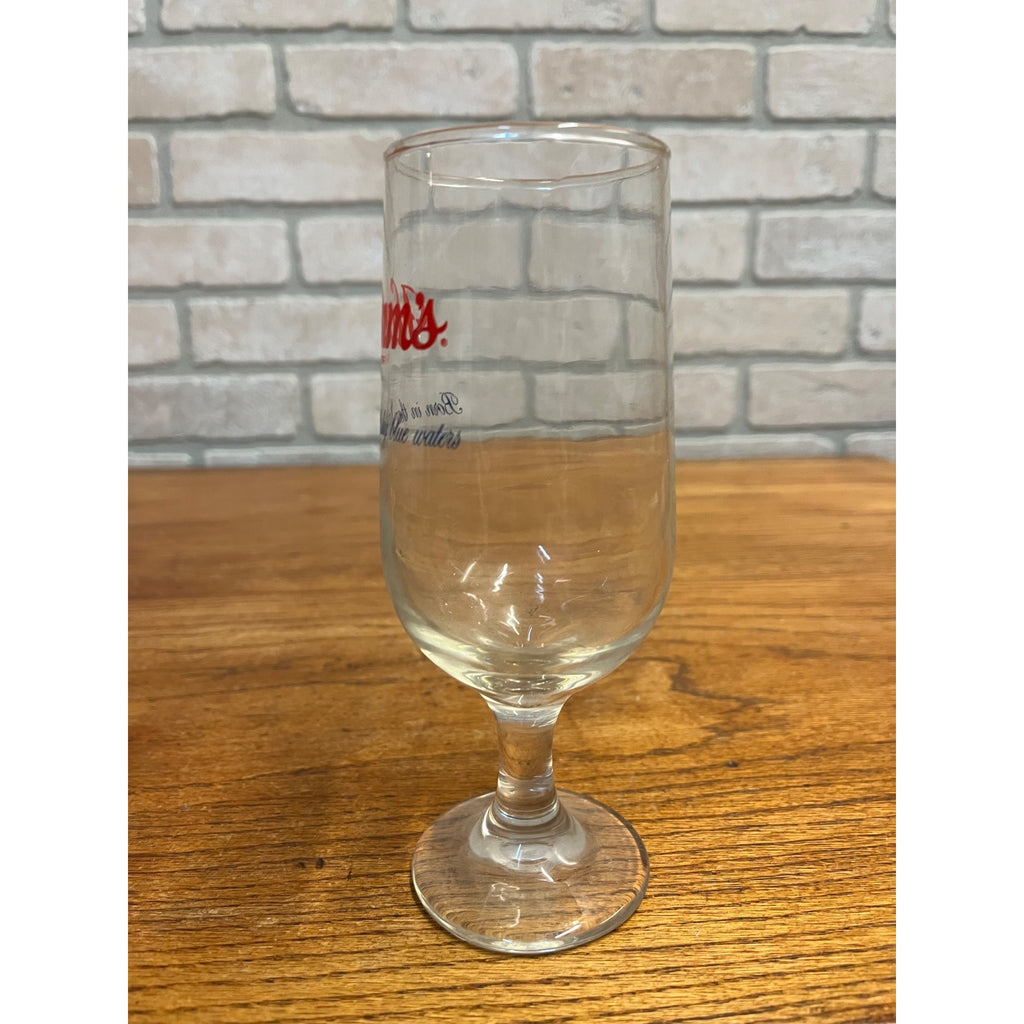 Vintage Hamm's Beer Stemmed Glass Land of Sky Blue Waters 7" Barware