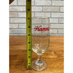 Vintage Hamm's Beer Stemmed Glass Land of Sky Blue Waters 7" Barware
