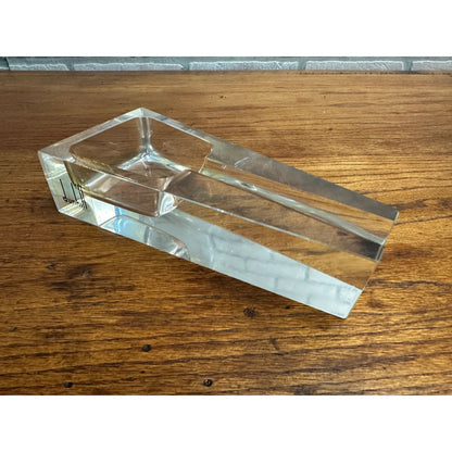 Vintage Dunhill Genuine Clear Glass Pipe Cigar Rest Ashtray MCM Mid-Century Deco