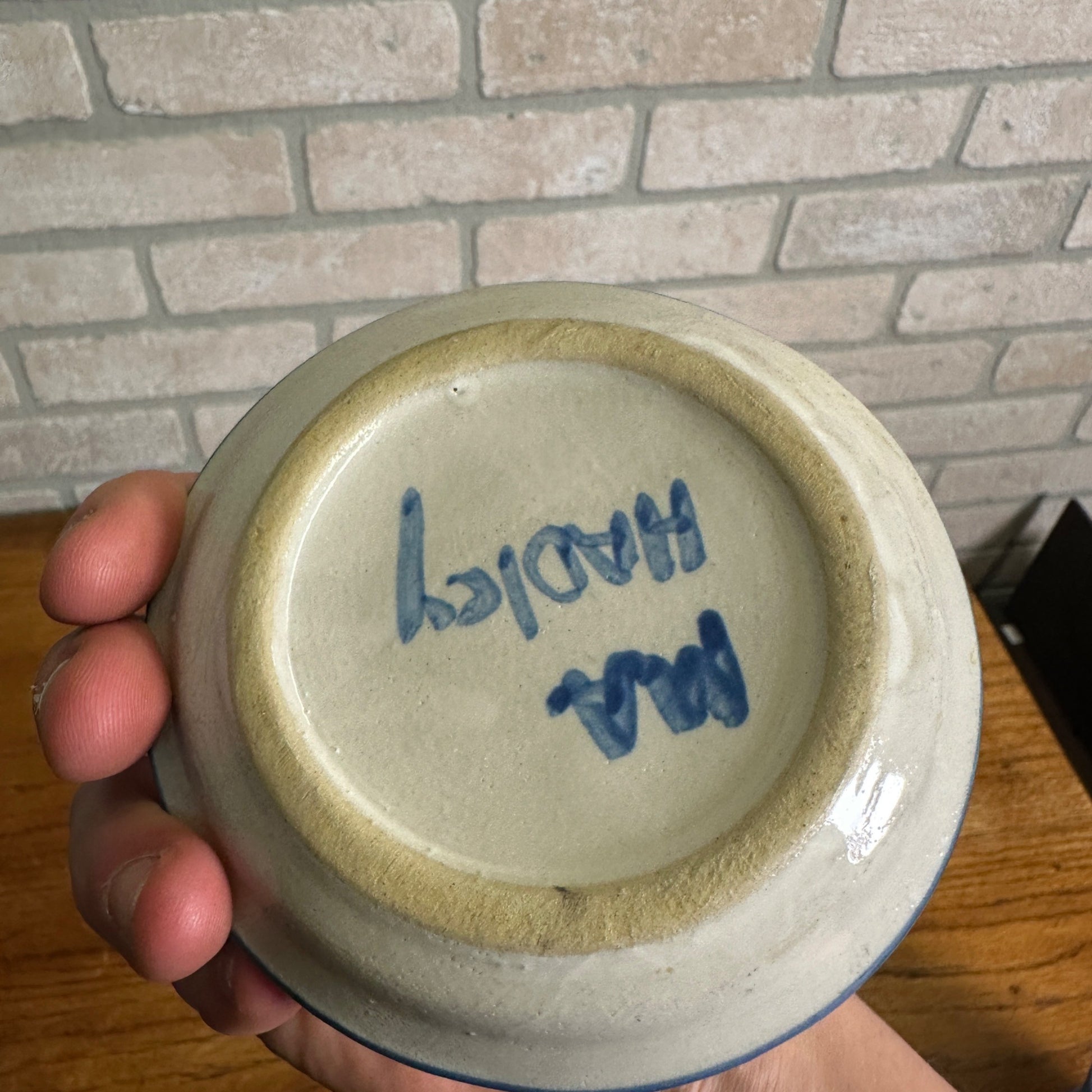 Vintage M.A. Hadley Art Pottery Butter Pat Dish 4-1/4" Girl