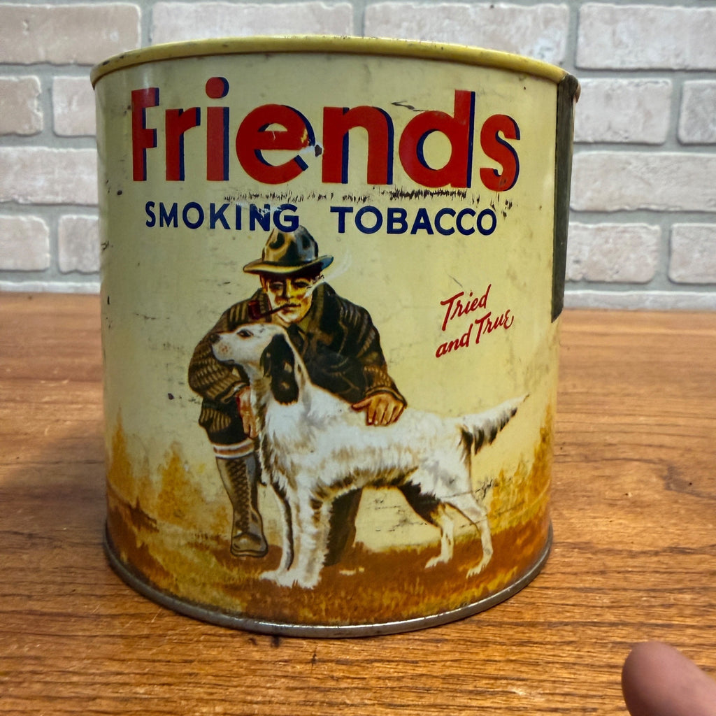 Vintage Friends Smoking Tobacco Advertising Tin Hunting Dog Cigar