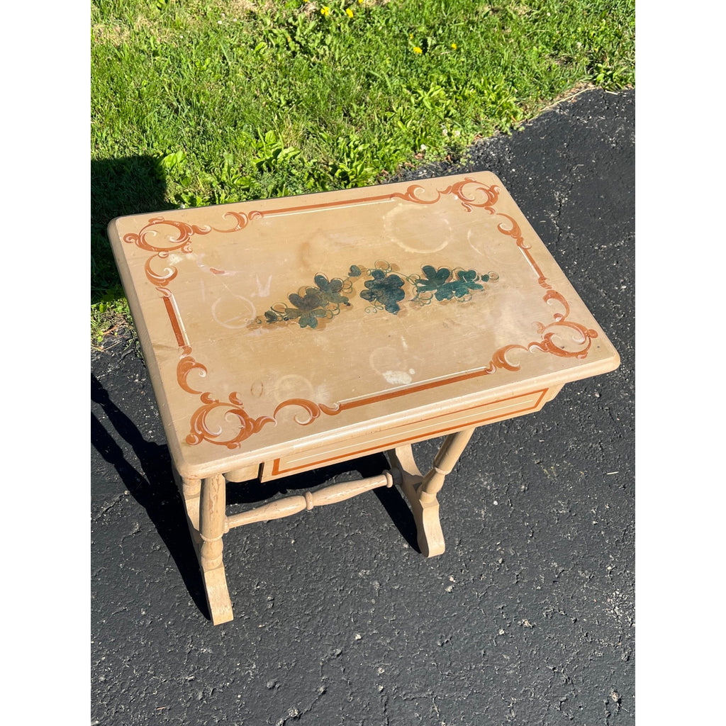 Vintage Small Hand Painted Table with Drawer