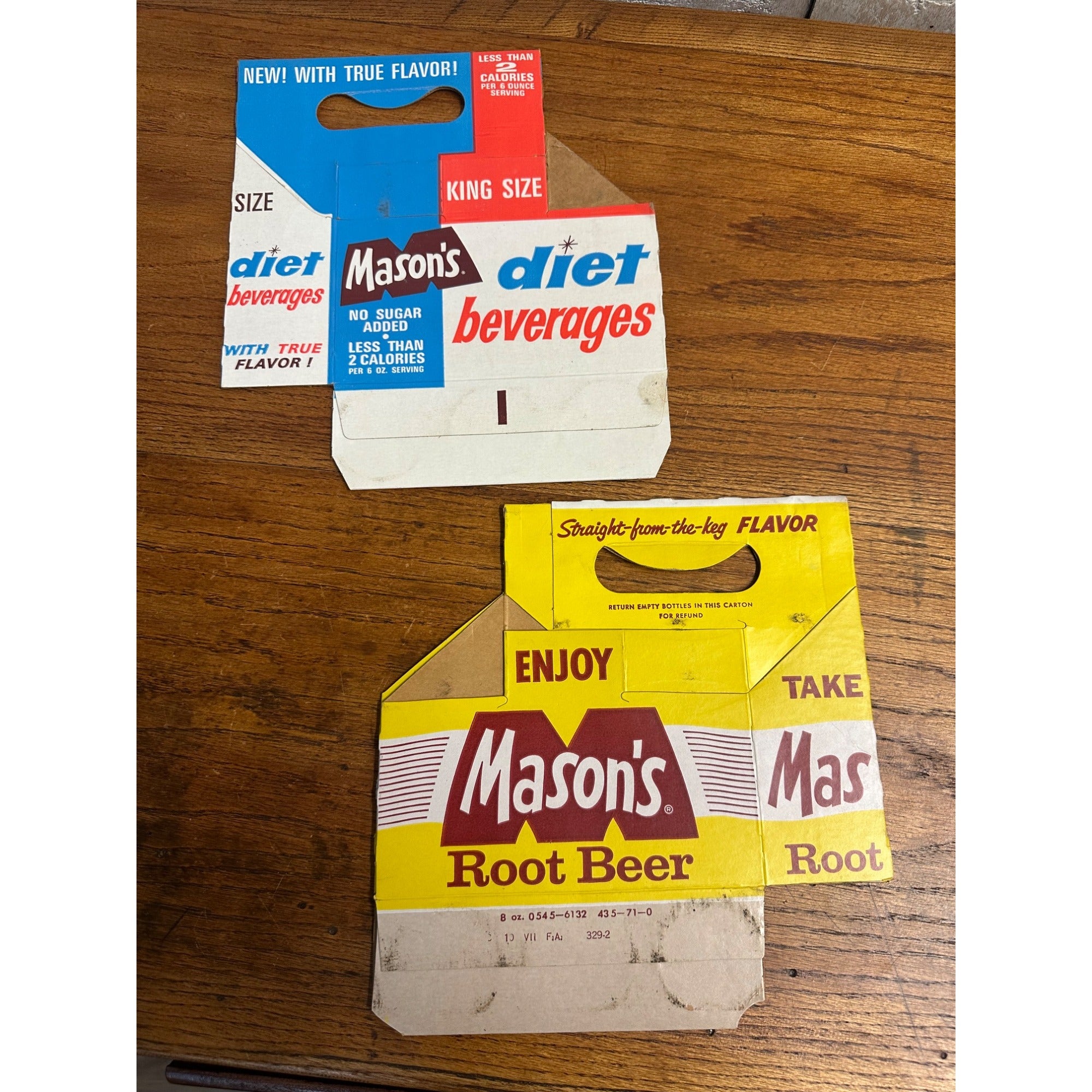 Mason's Root Beer Diet Cardboard Carrier Six Pack Carton Bottle 6-Pack Cases Vintage