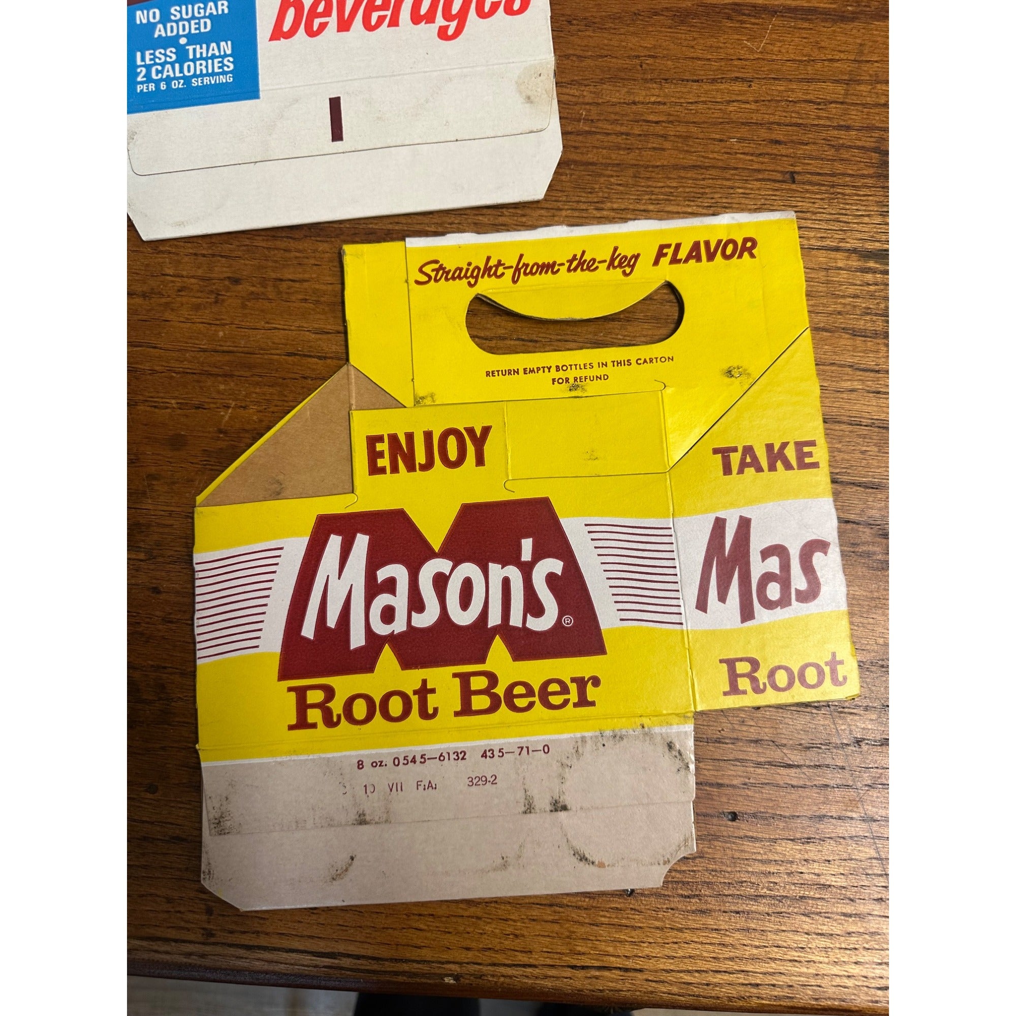 Mason's Root Beer Diet Cardboard Carrier Six Pack Carton Bottle 6-Pack Cases Vintage