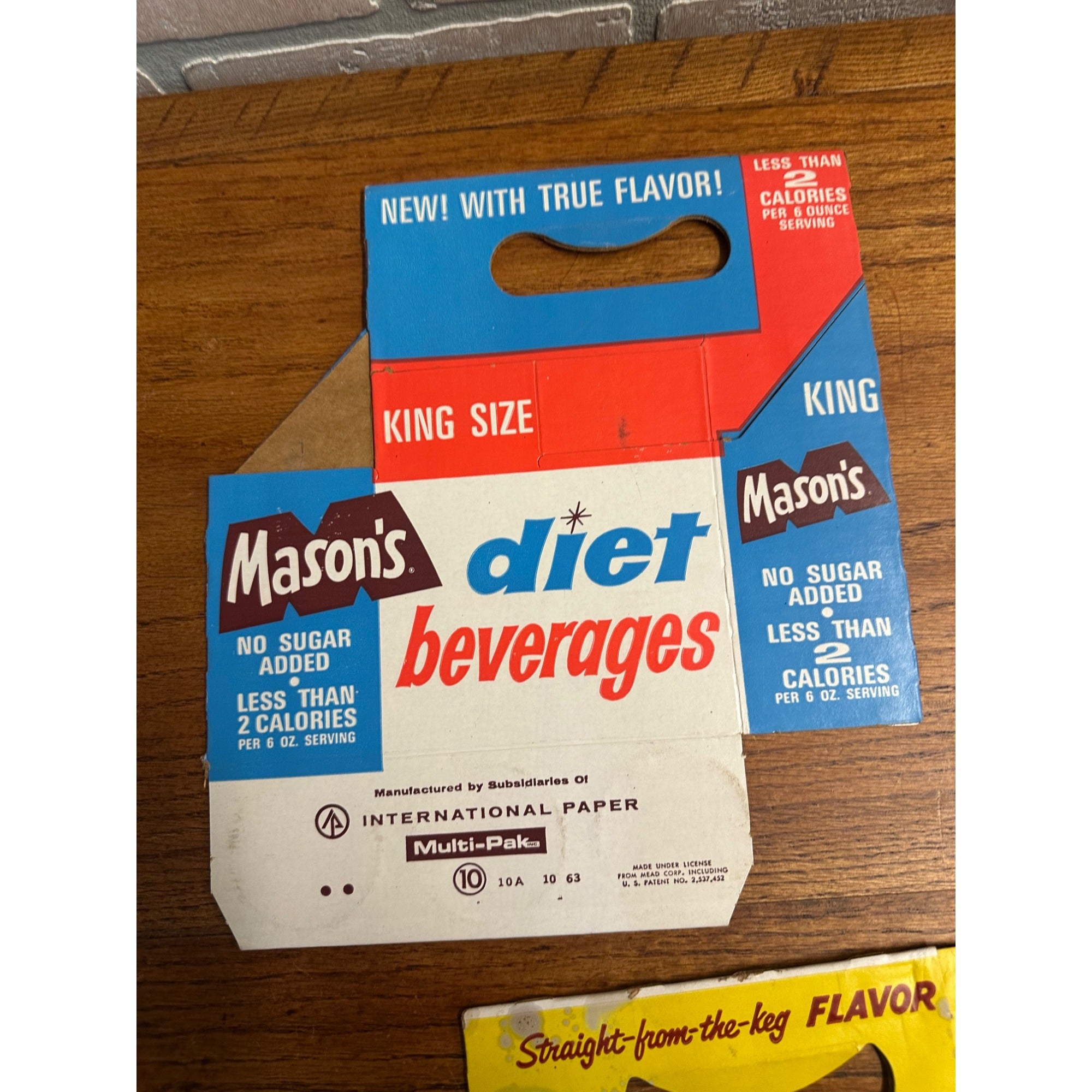 Mason's Root Beer Diet Cardboard Carrier Six Pack Carton Bottle 6-Pack Cases Vintage