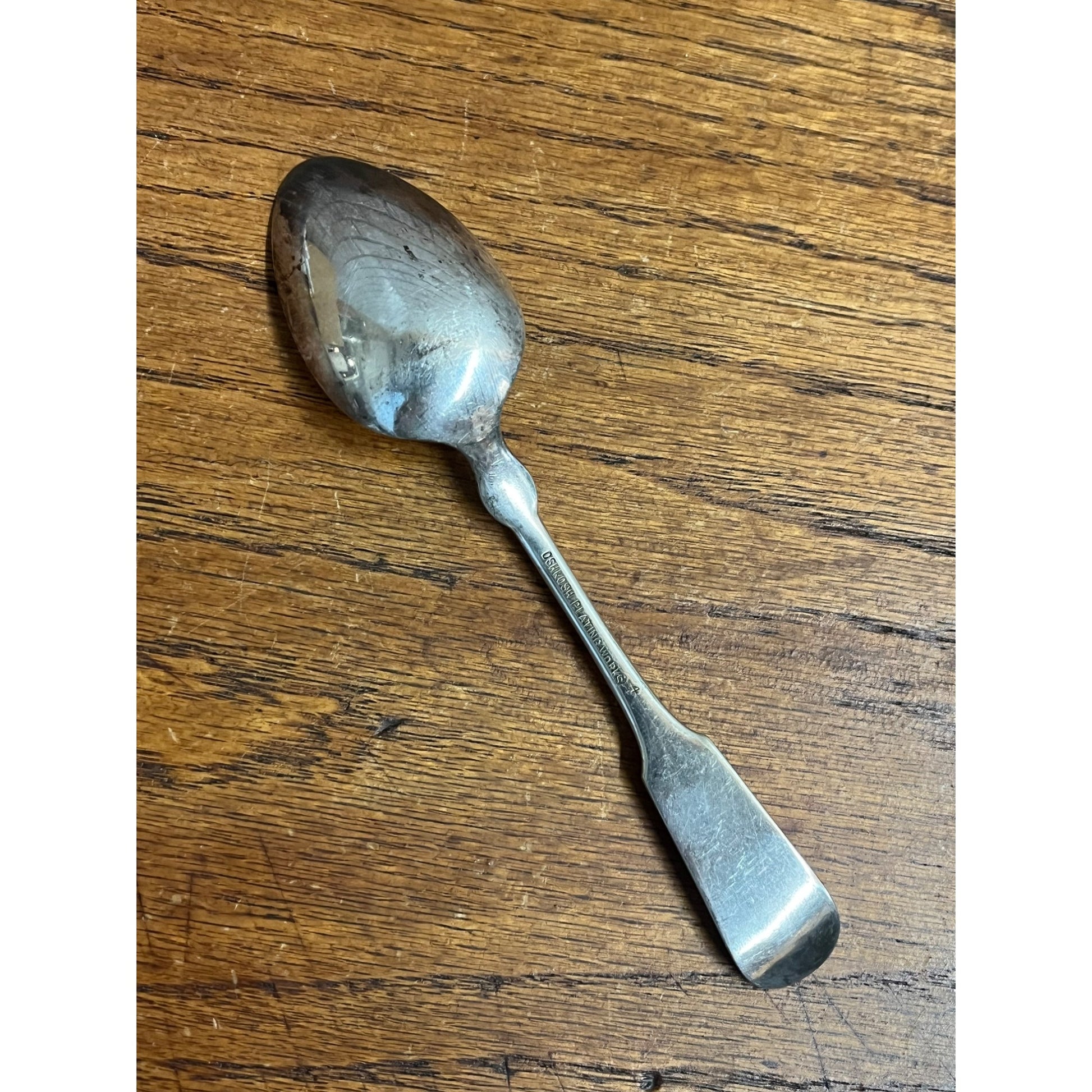 Vintage 1900s Oshkosh Wisconsin Plating Works Silver Plated Spoon