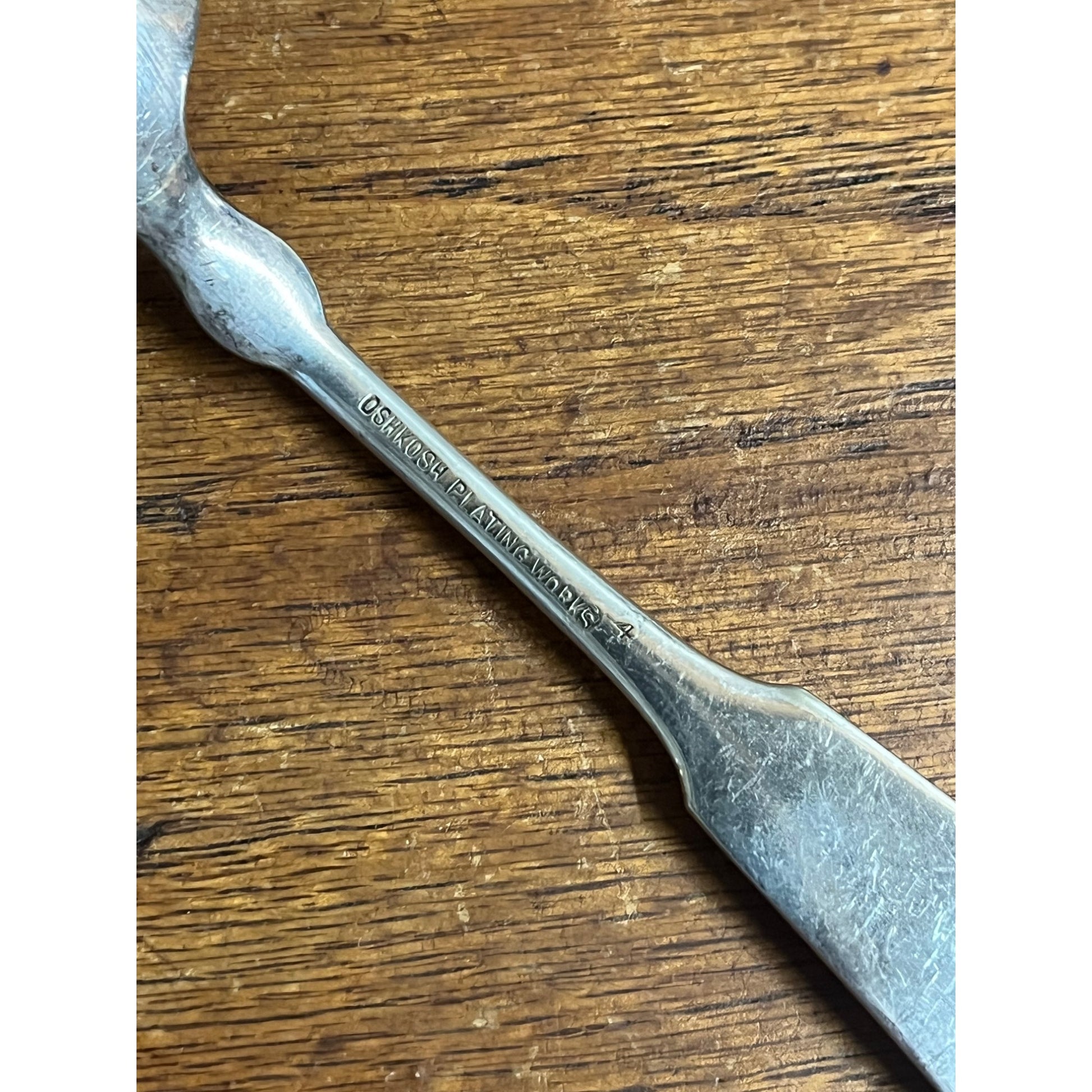 Vintage 1900s Oshkosh Wisconsin Plating Works Silver Plated Spoon
