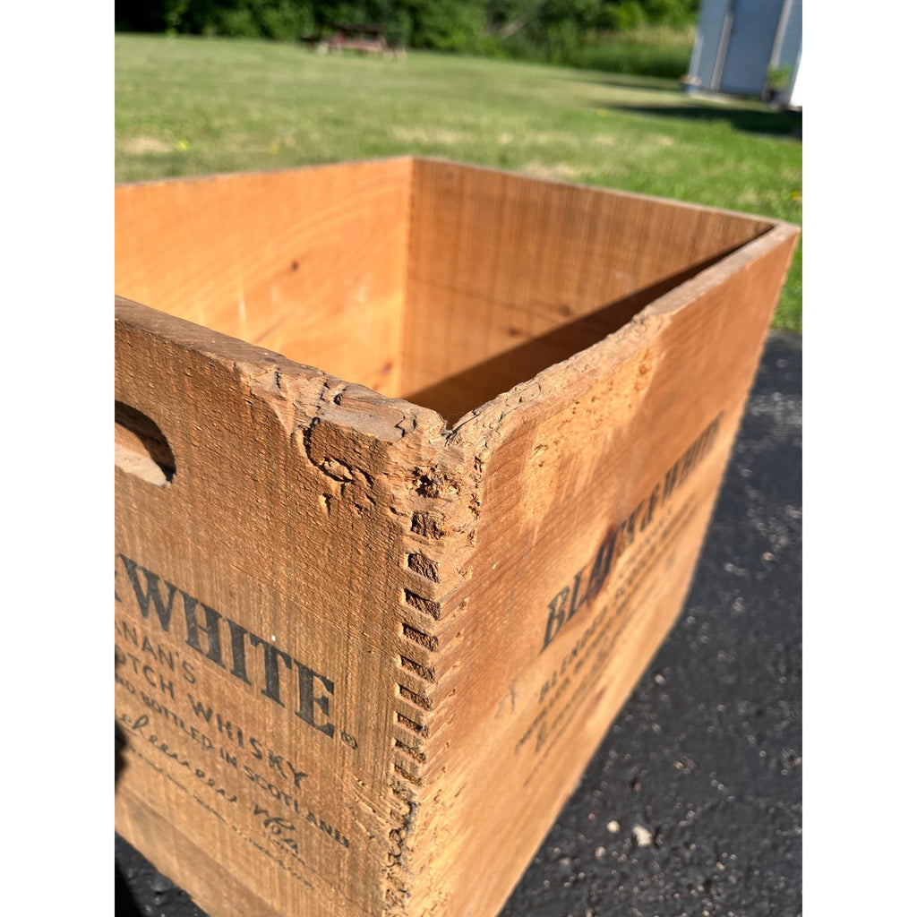 Vintage Black & White Blended Scotch Whisky Wooden Advertising Crate Wood