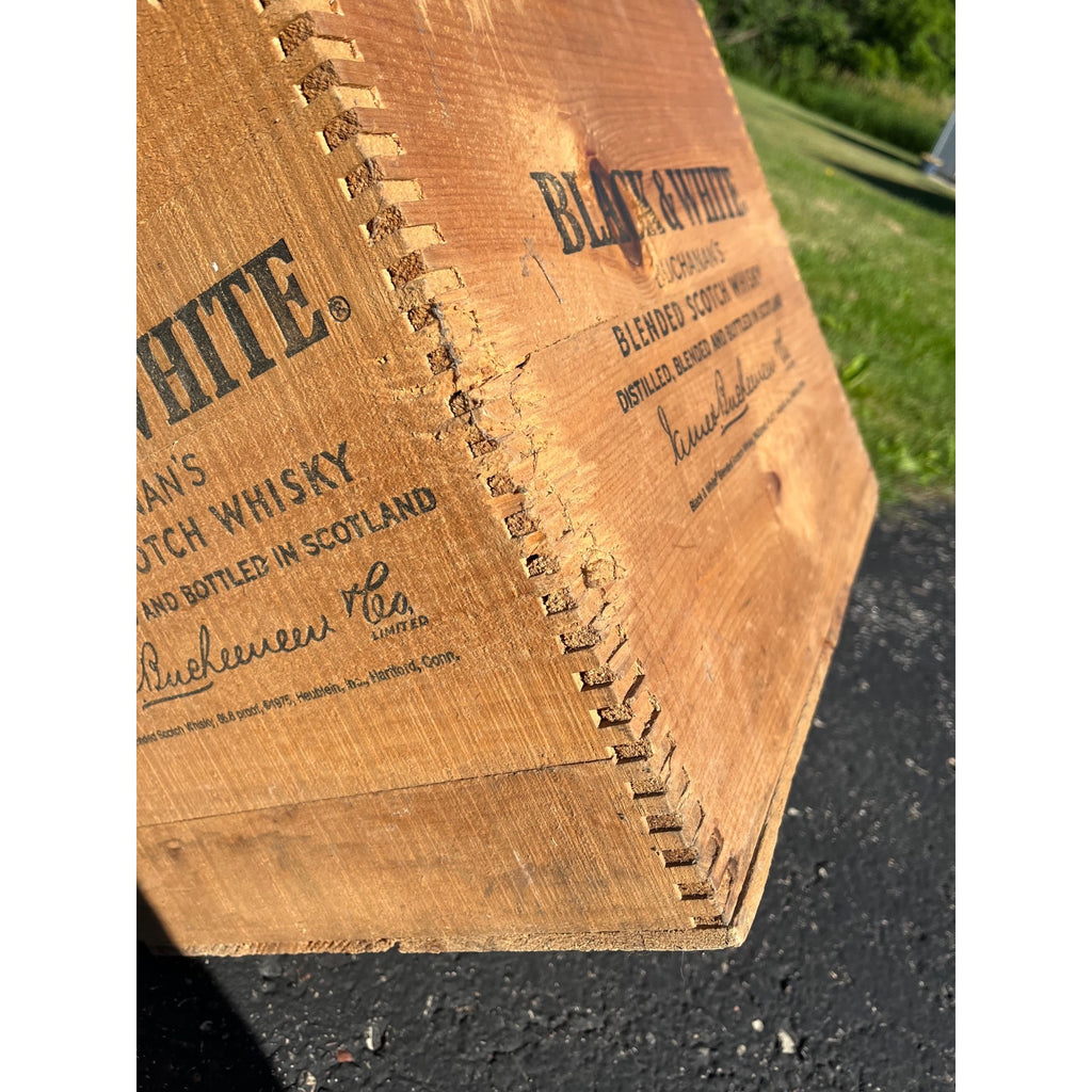 Vintage Black & White Blended Scotch Whisky Wooden Advertising Crate Wood