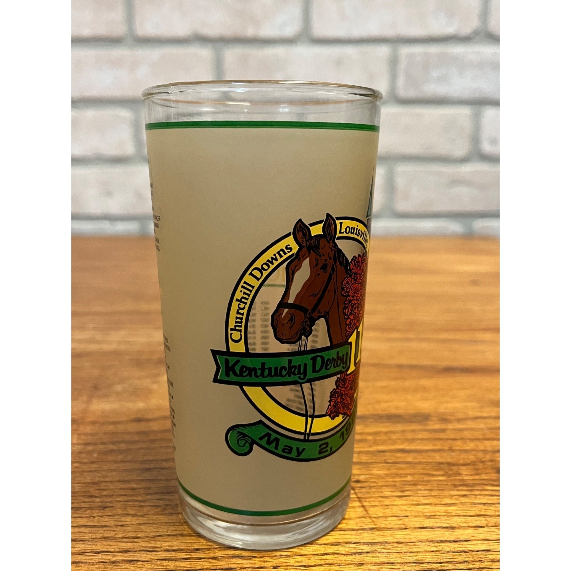 Vintage 113th Kentucky Derby Frosted Drinking Glass 1987 Churchill Downs Racing Horses List