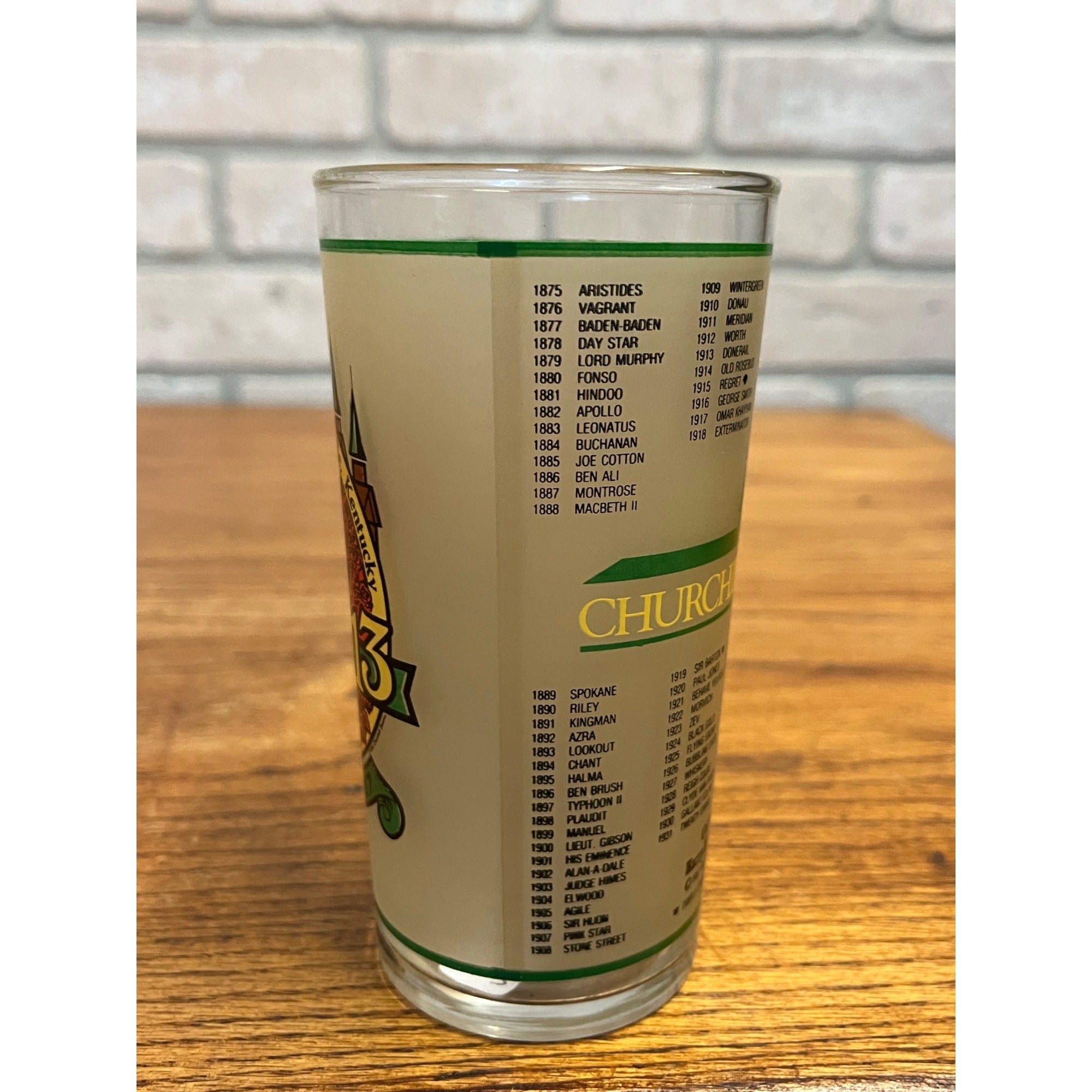 Vintage 113th Kentucky Derby Frosted Drinking Glass 1987 Churchill Downs Racing Horses List