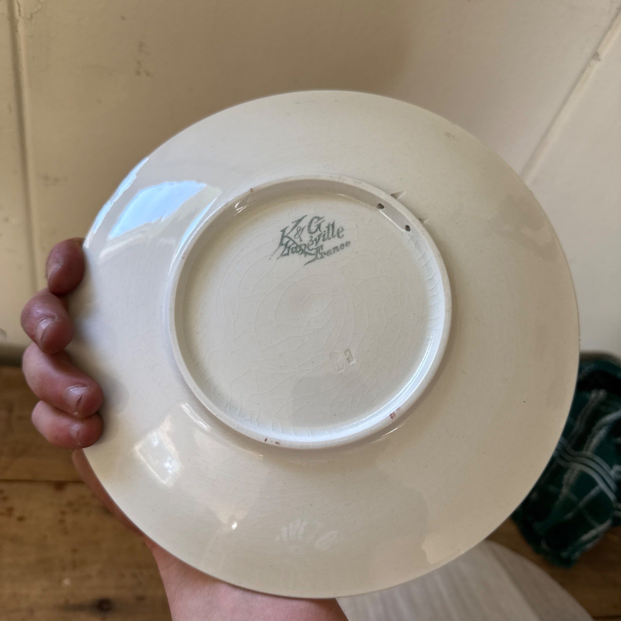 Antique K&G Luneville France Hand Painted (5) Plates Obert Signed Porcelain