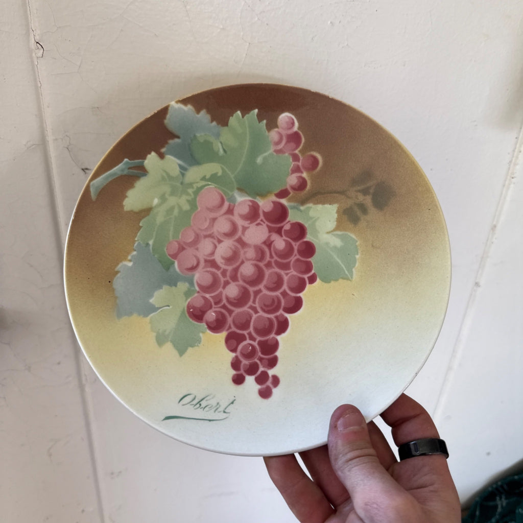 Antique K&G Luneville France Hand Painted (5) Plates Obert Signed Porcelain