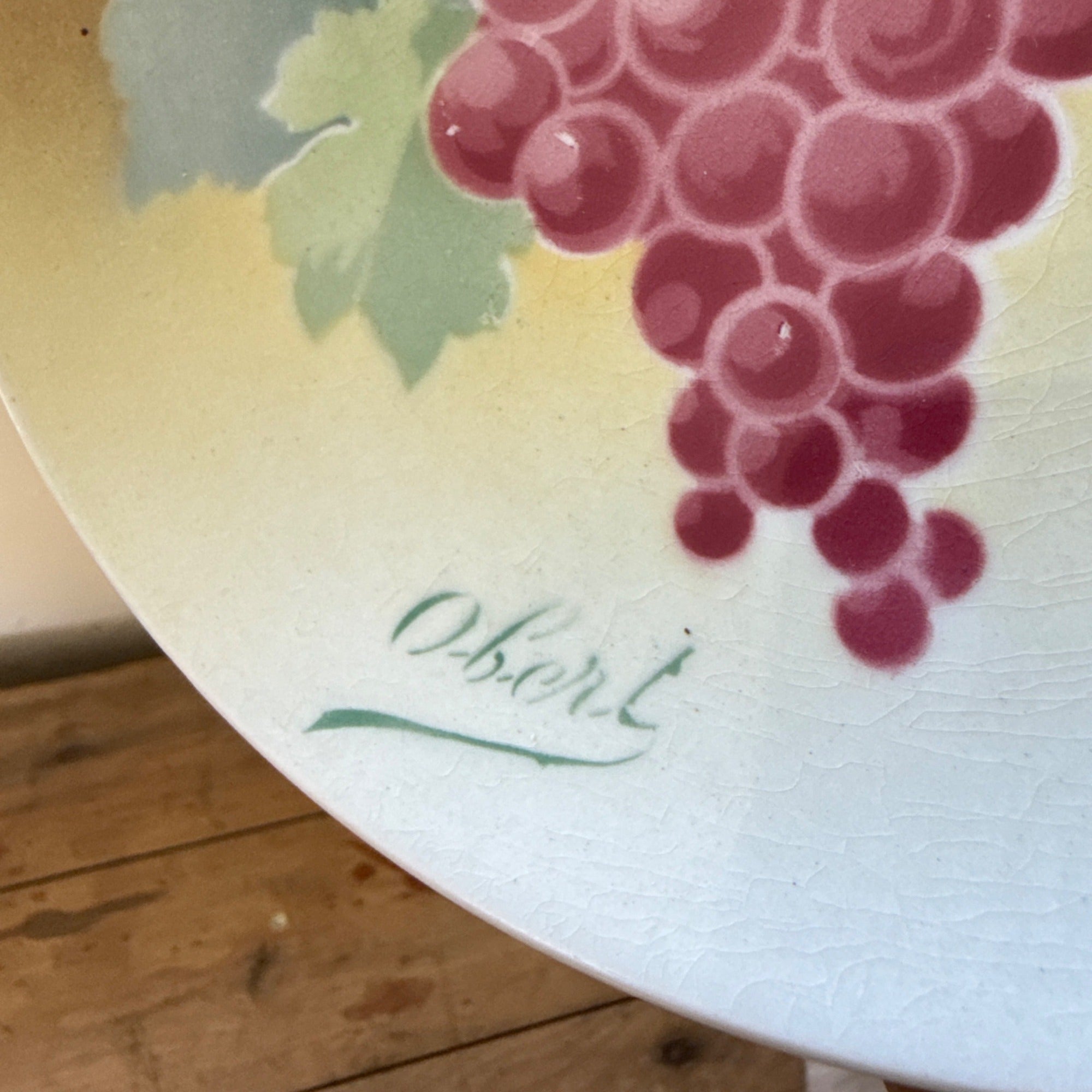 Antique K&G Luneville France Hand Painted (5) Plates Obert Signed Porcelain