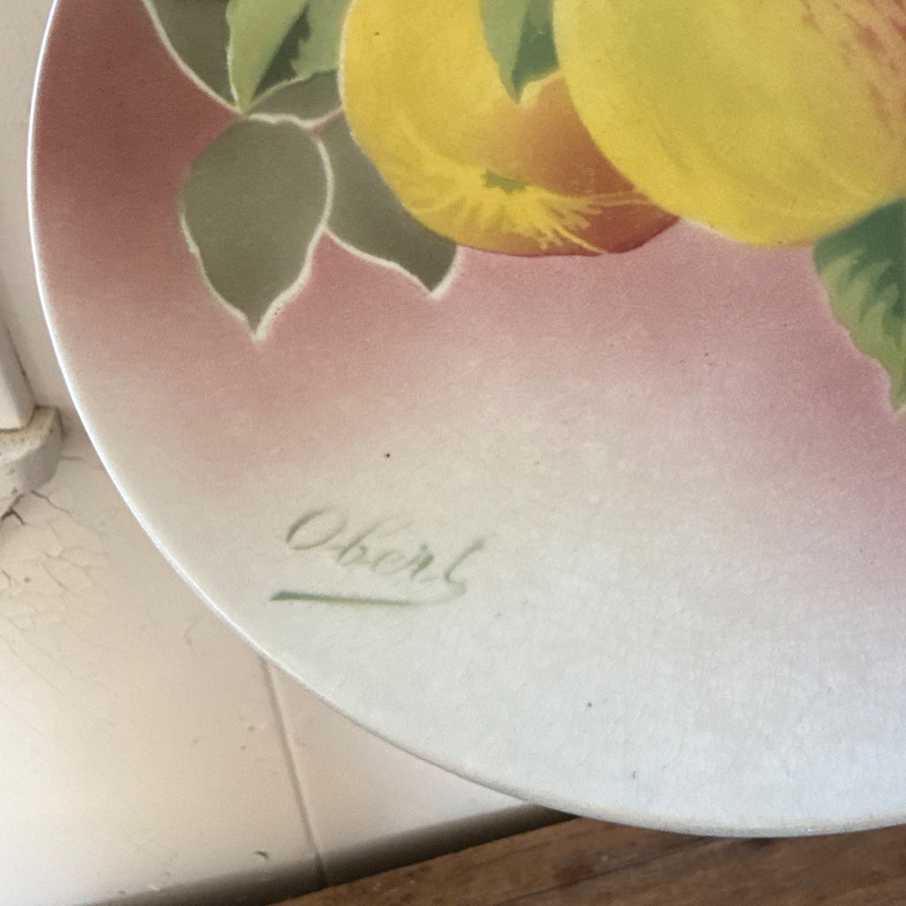 Antique K&G Luneville France Hand Painted (5) Plates Obert Signed Porcelain