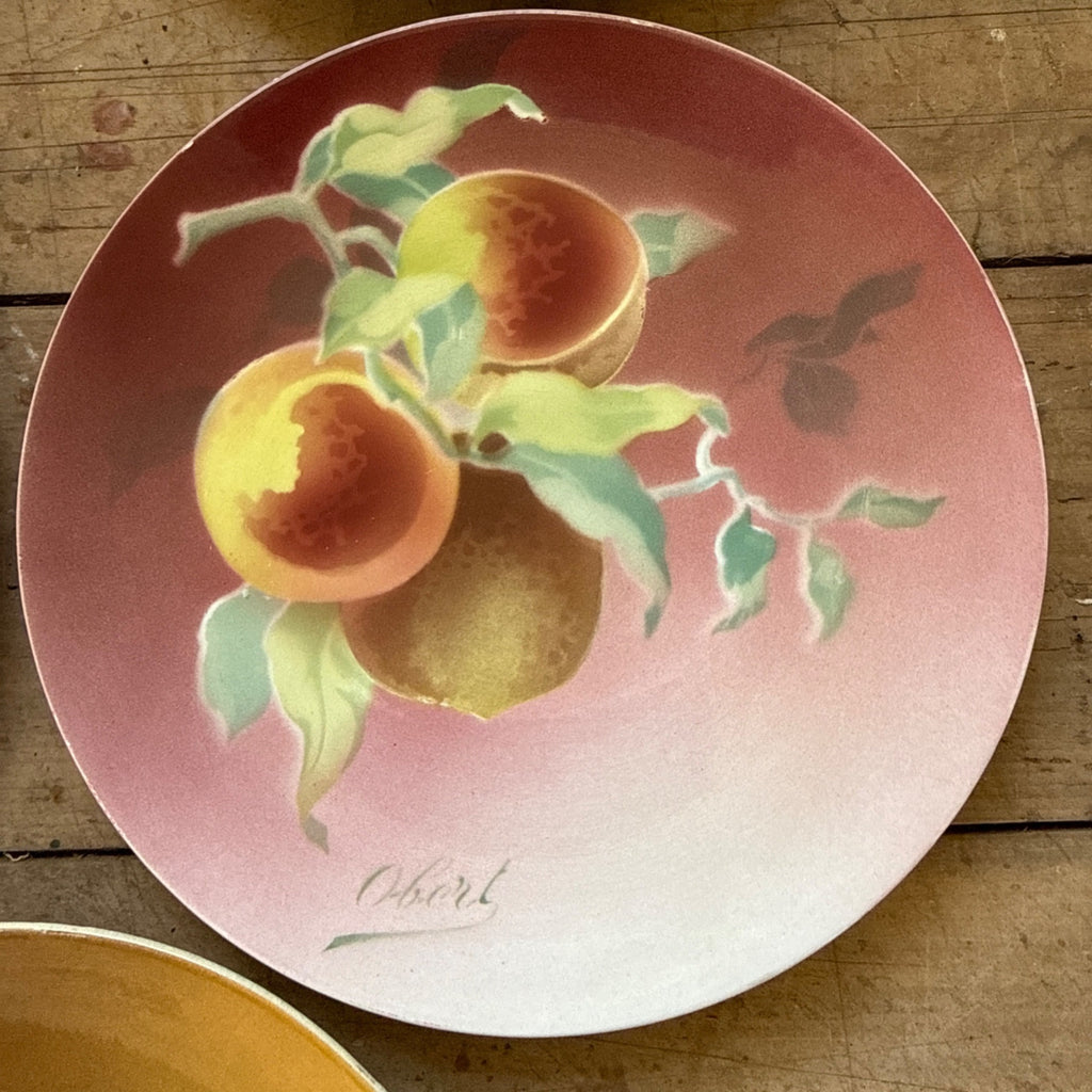 Antique K&G Luneville France Hand Painted (5) Plates Obert Signed Porcelain