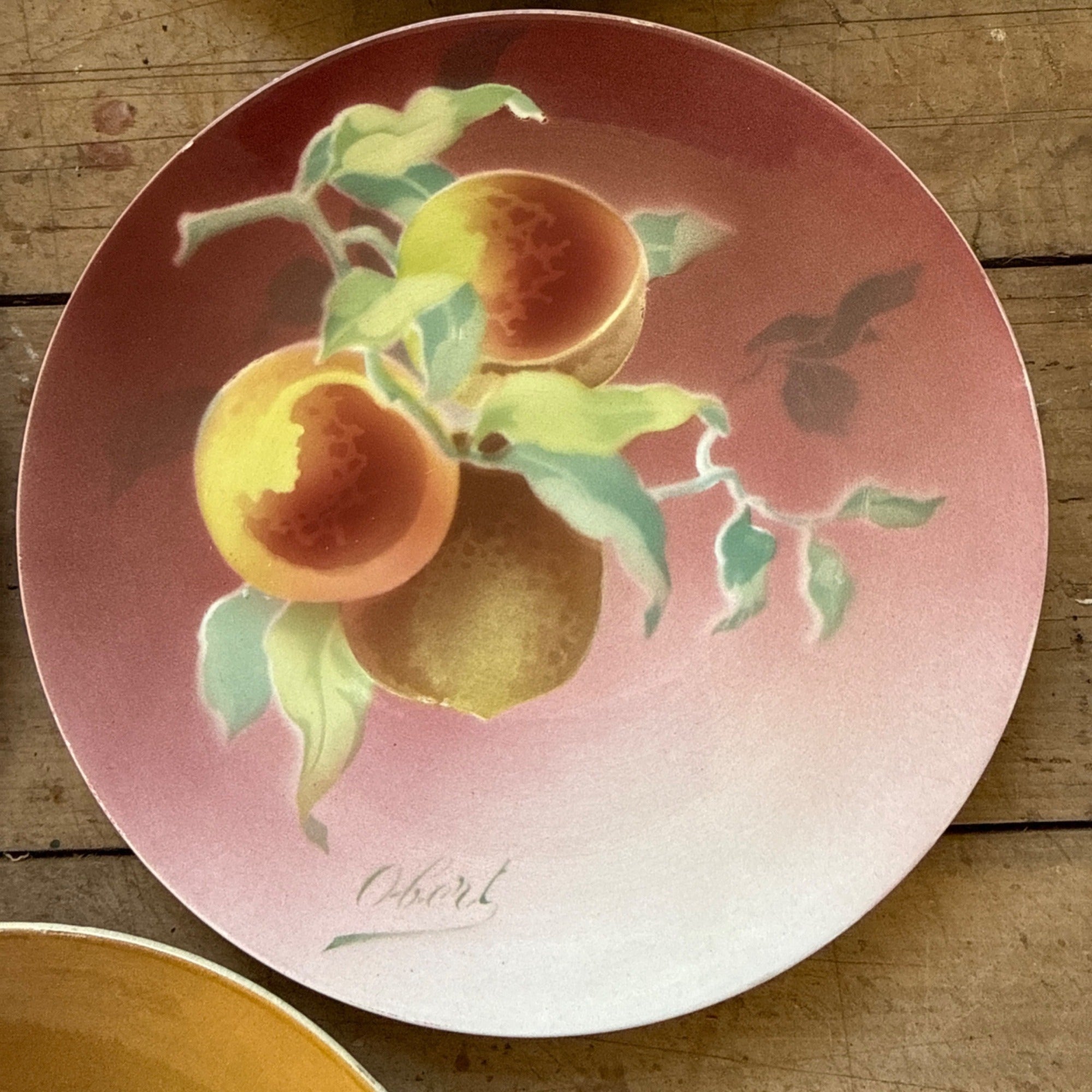 Antique K&G Luneville France Hand Painted (5) Plates Obert Signed Porcelain