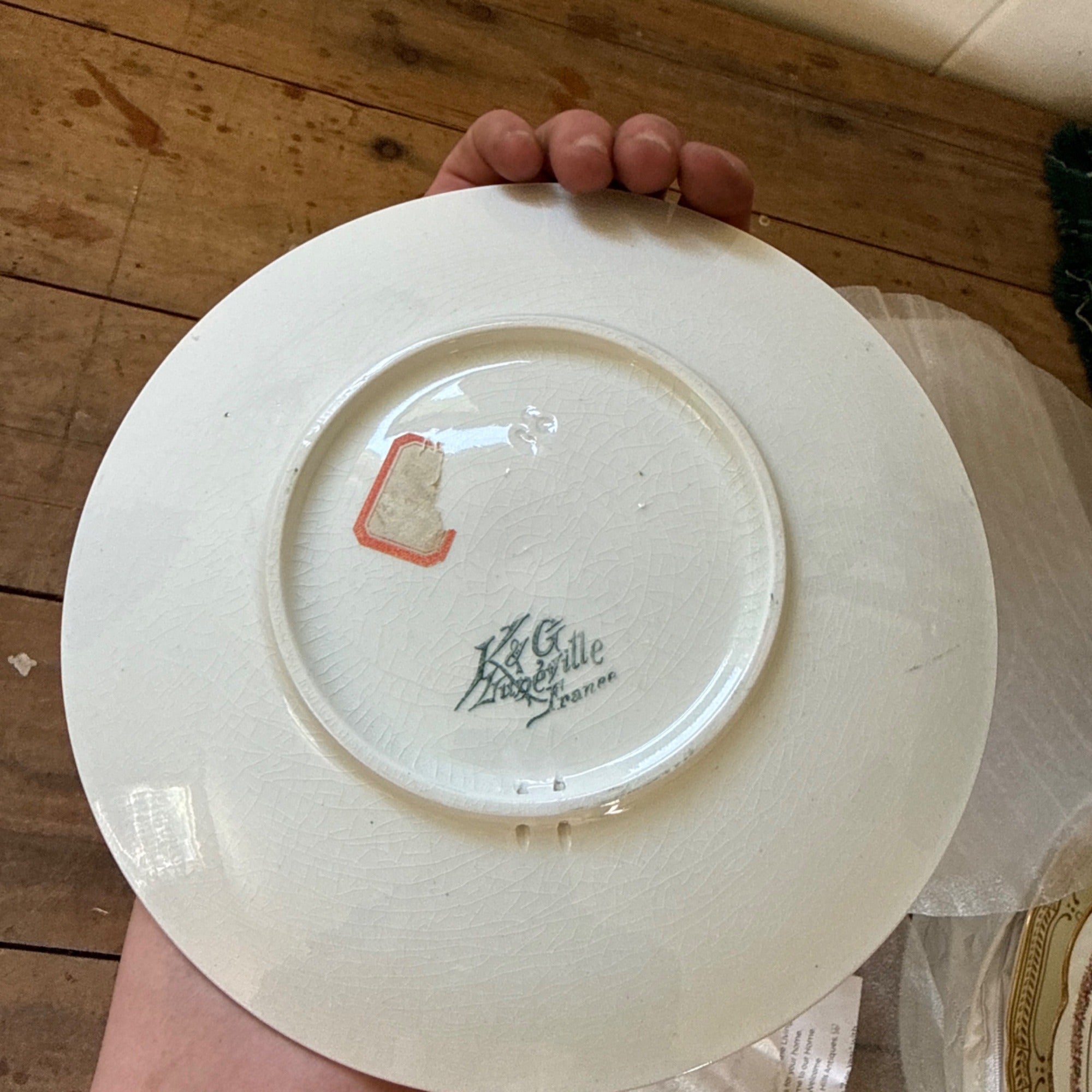 Antique K&G Luneville France Hand Painted (5) Plates Obert Signed Porcelain