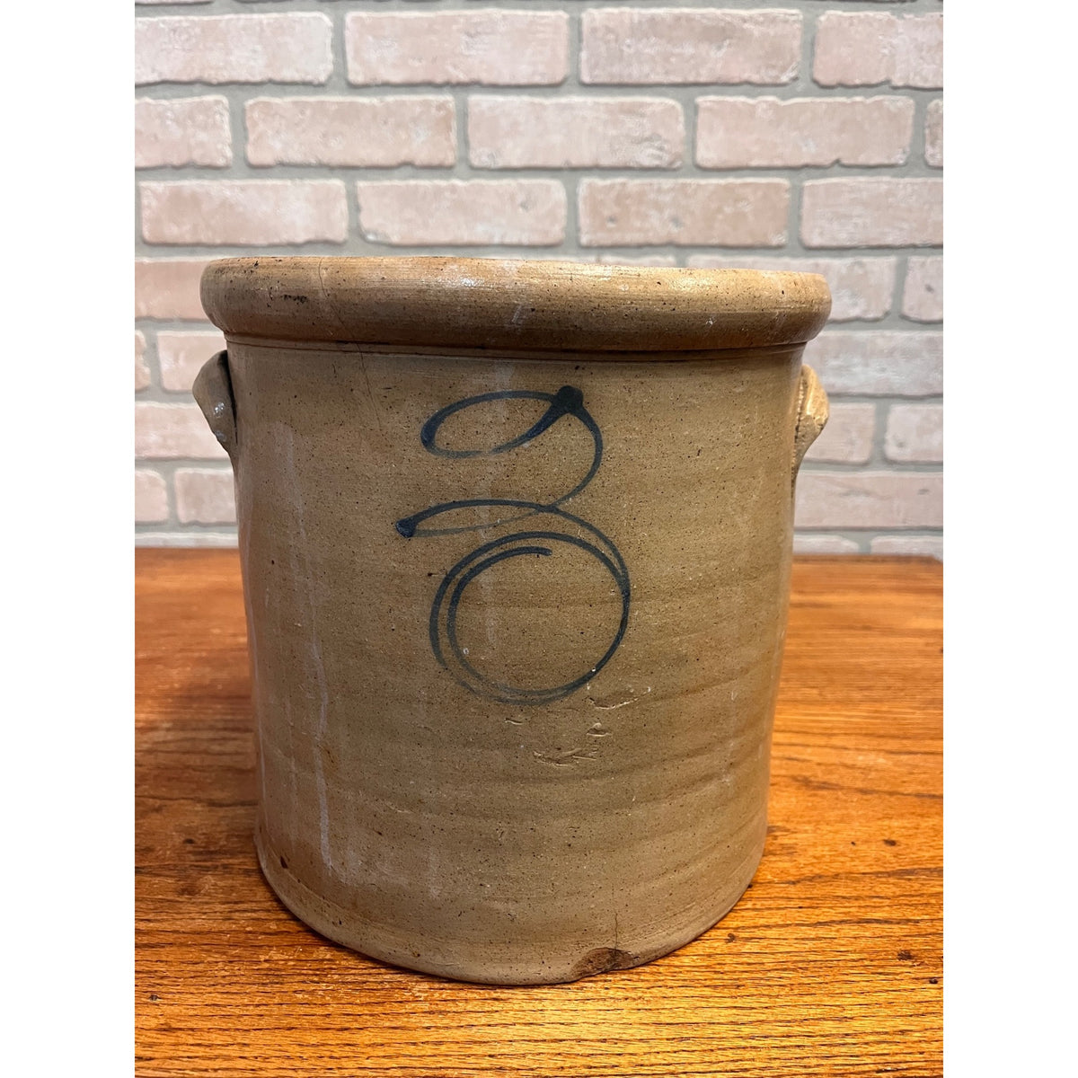 Vintage Salt-Glazed Early Red Wing Stoneware Co. Three-Gallon Cobalt Scroll Design Crock Minnesota, USA Primitive Kitchen Decor