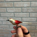 Antique Germany Glass Clip On Bird Ornament Gold Colored Cotton Spun Tail
