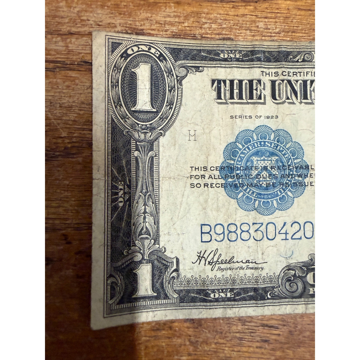 1923 $1 One Dollar Silver Certificate Horse Blanket Note Large