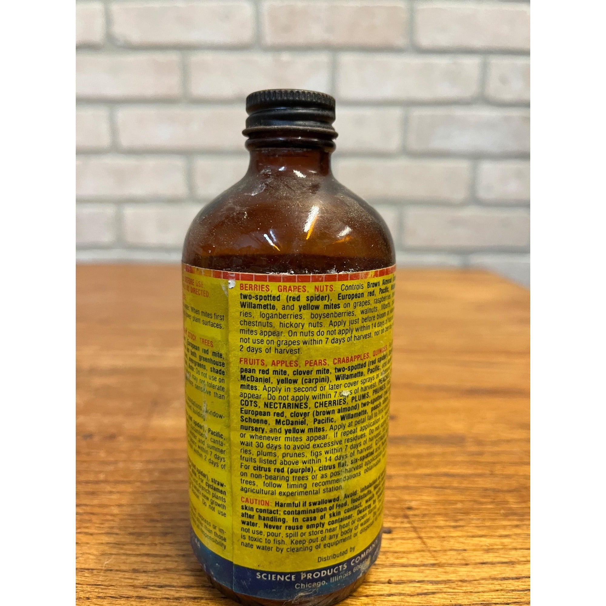 Vintage Kelthane EC Red Spider Mite Killer Amber Glass Bottle Farm Chemical