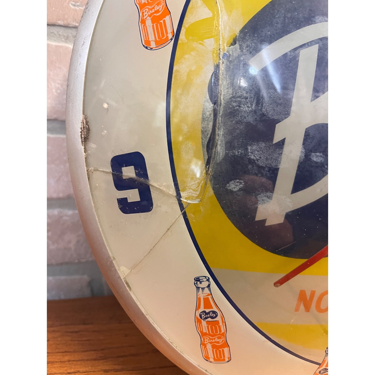 Vintage Bireley's Soda Pop Advertising Lighted Clock Double Bubble Sign -- As-Is