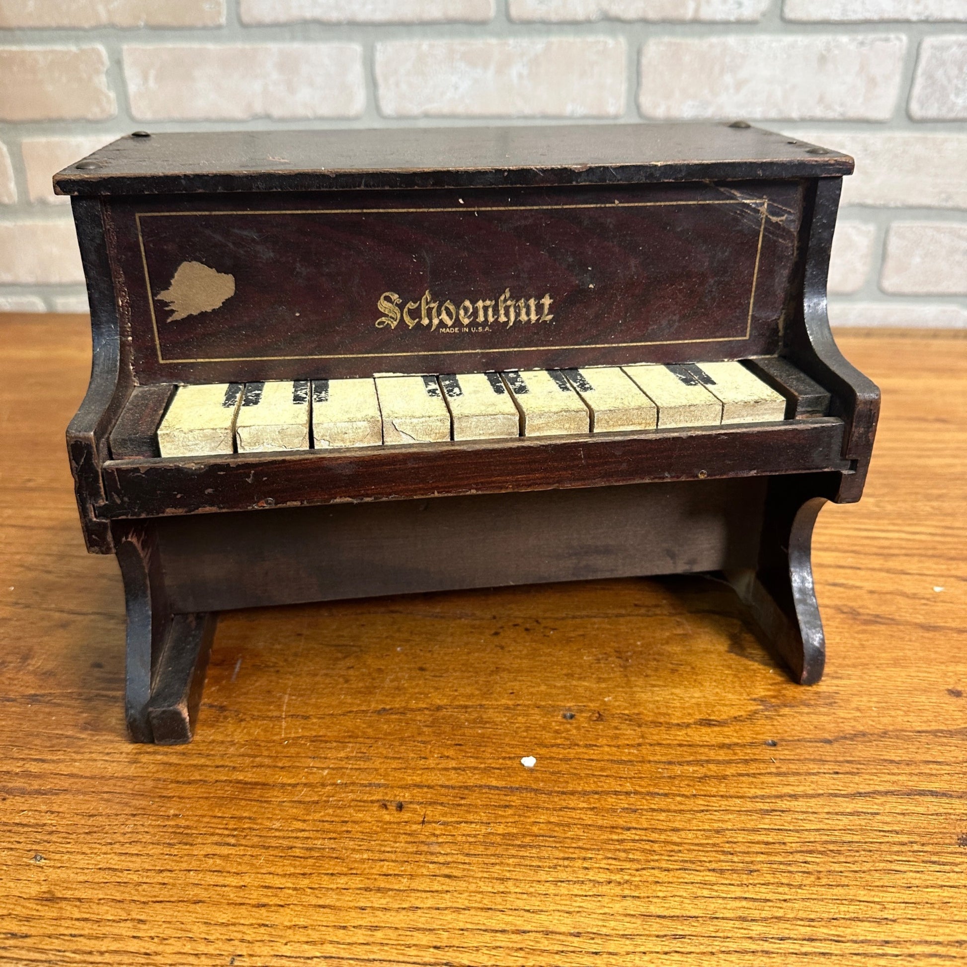 Antique Schoenhut 9 Key Upright Wood Toy Piano Victorian Child's Toy